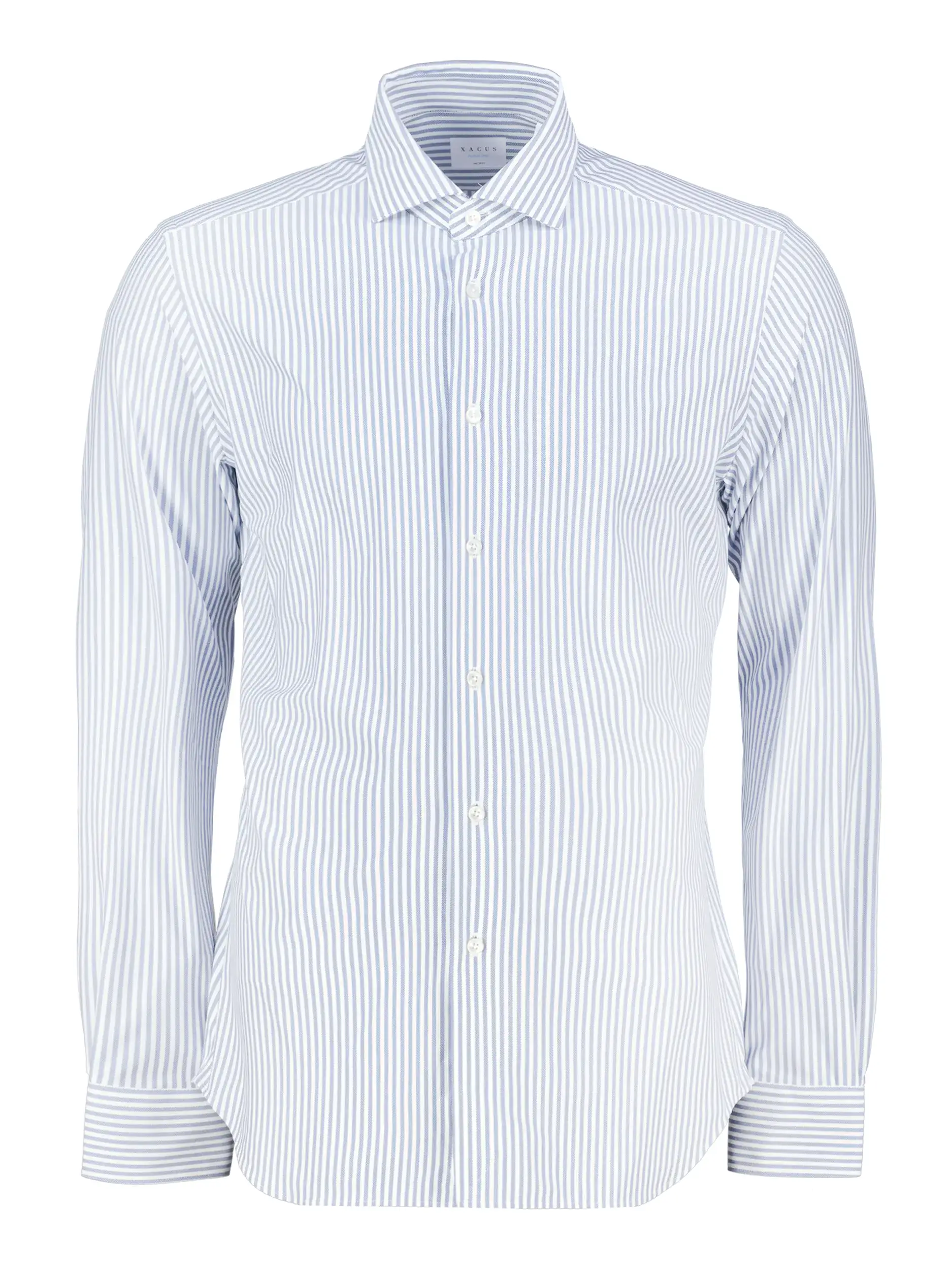 Gestreiftes Tailored Fit Hemd mit Haifischkragen langarm - Artikel Vorderseite - Farbe: Blau