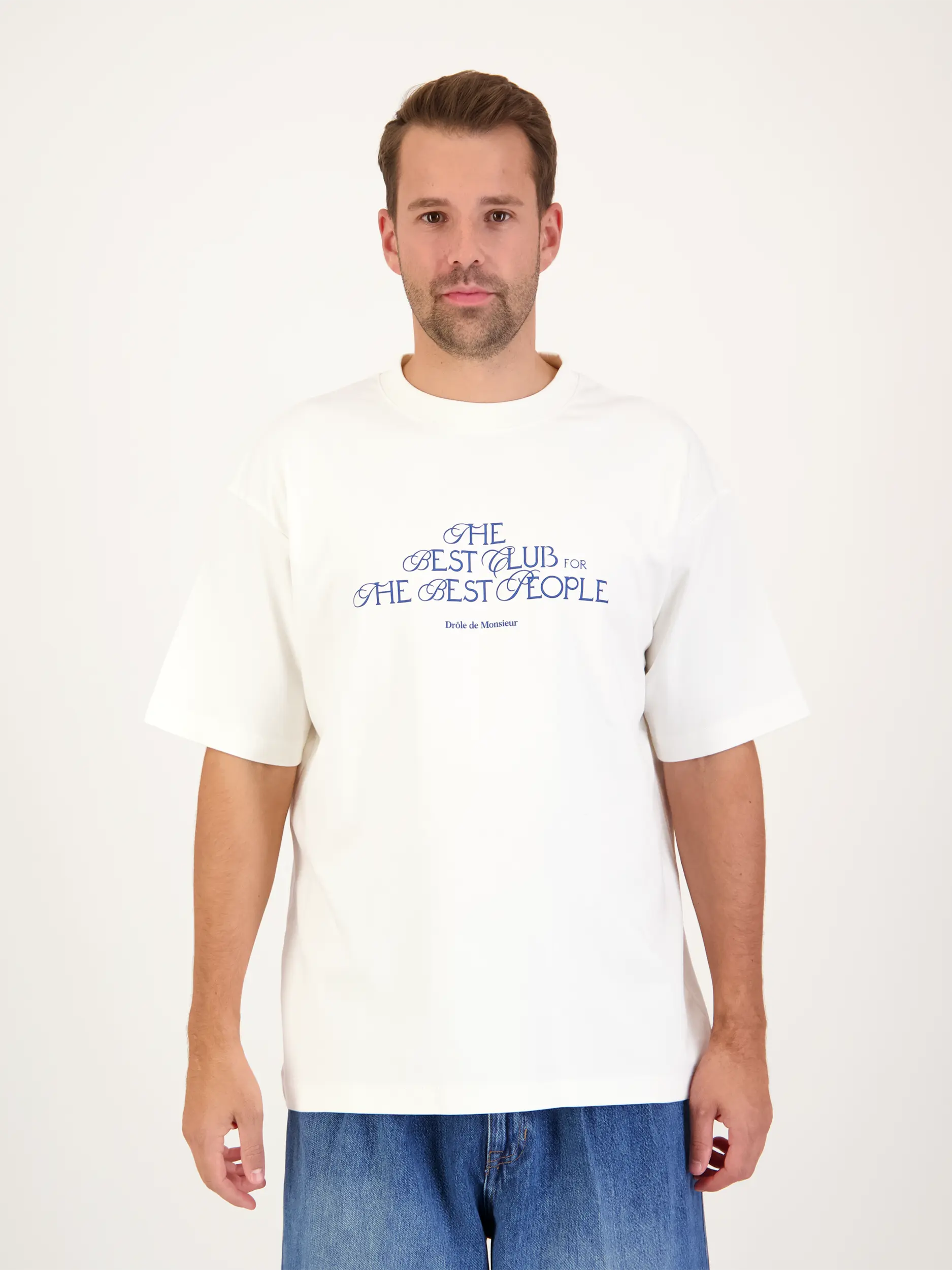 T-Shirt 'Best Club' - Artikel Vorderseite getragen von einem Modell - Farbe: Beige