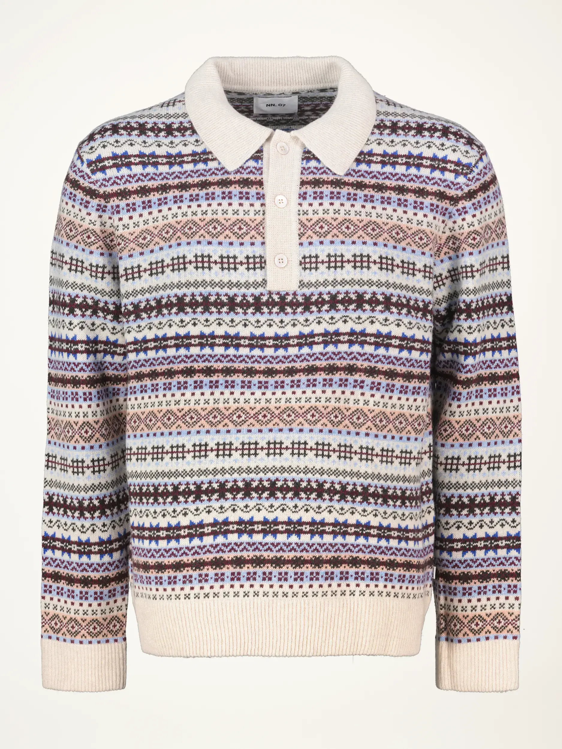 Gemusterter Pullover 'Robbie' aus Woll-Mix langarm - Artikelansicht - Farbe: Beige