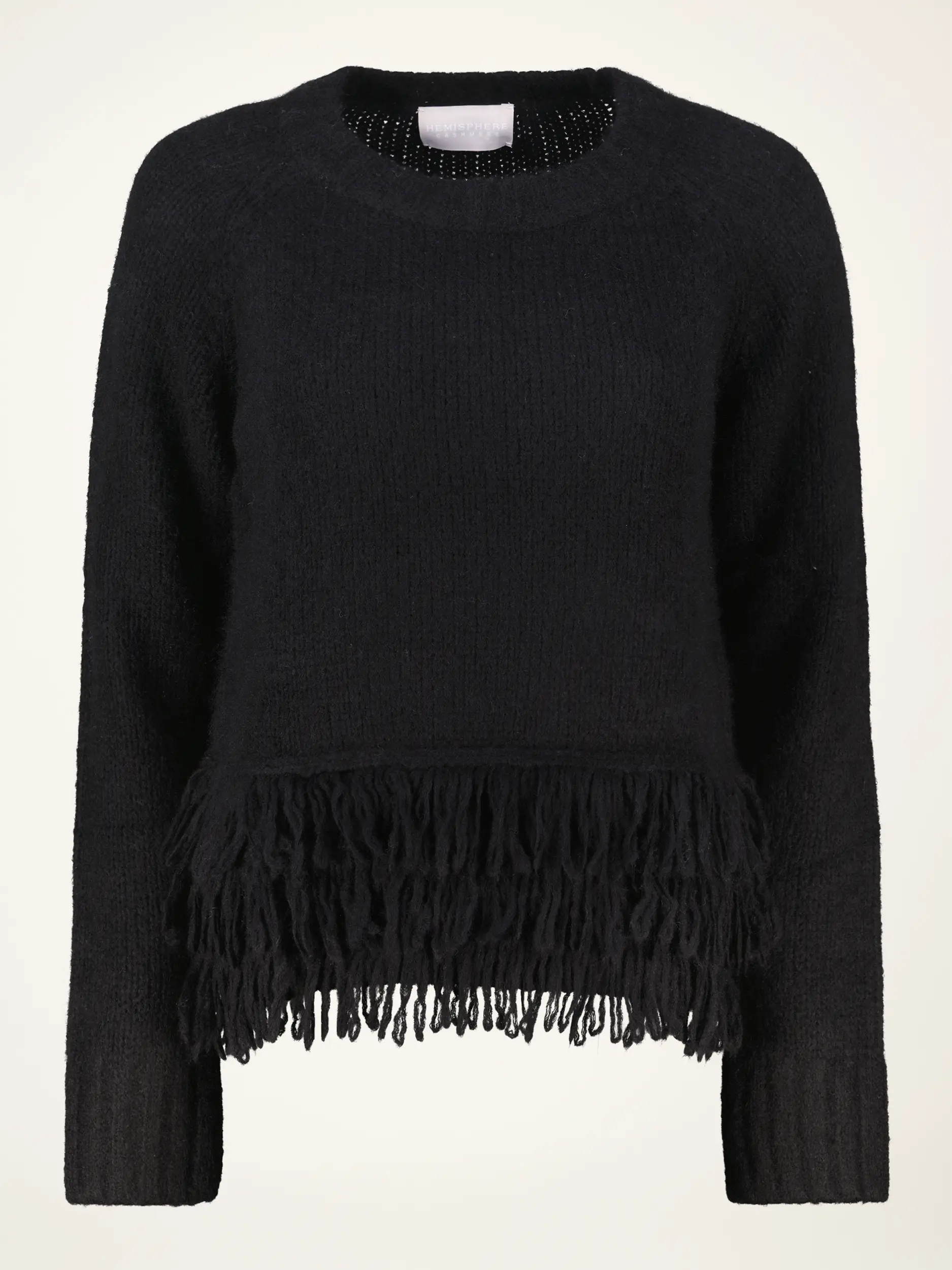 Pullover aus Kaschmir mit Fransen langarm - Artikelansicht - Farbe: Schwarz