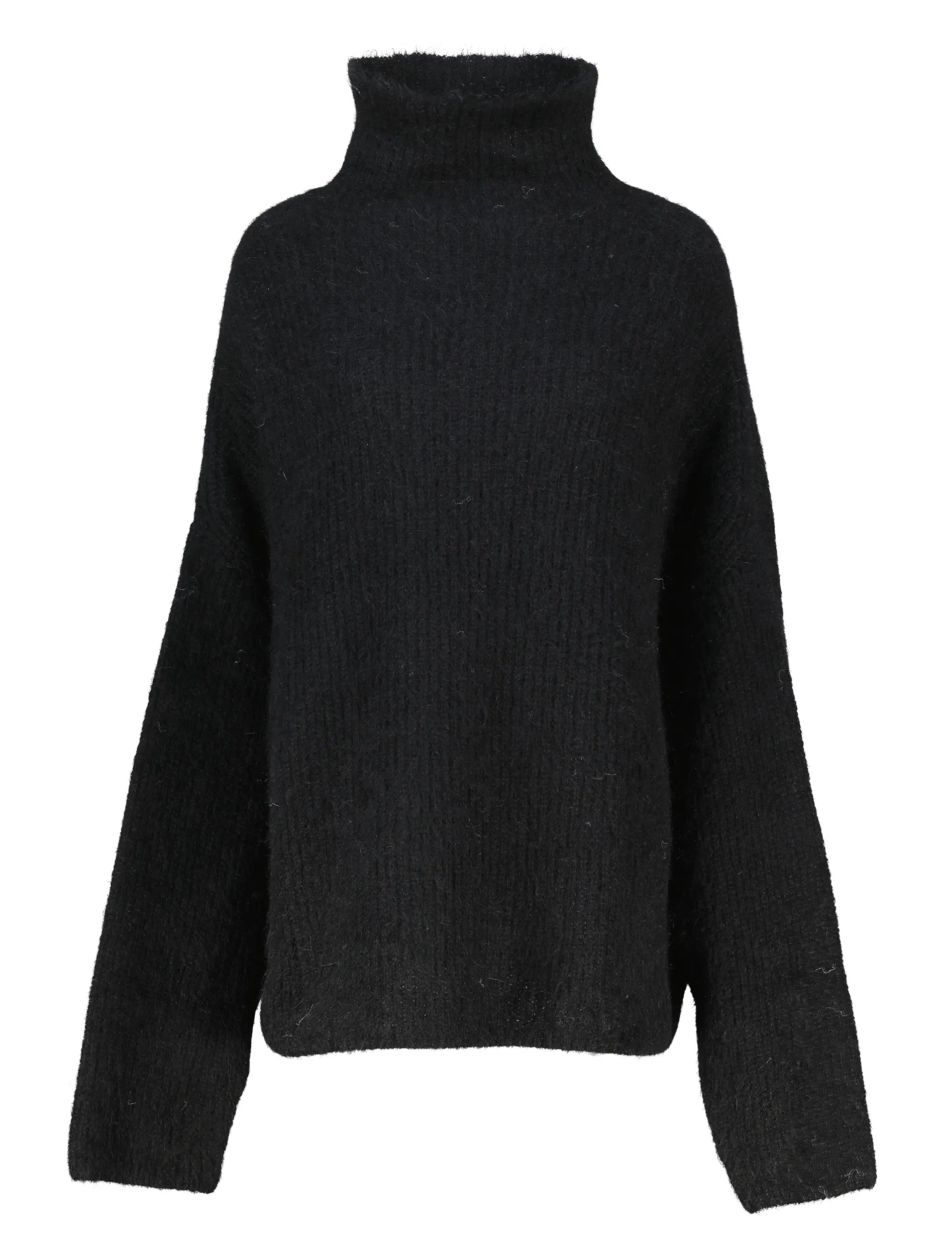 Gerippter Pullover 'Mara' langarm - Artikel Vorderseite - Farbe: Schwarz