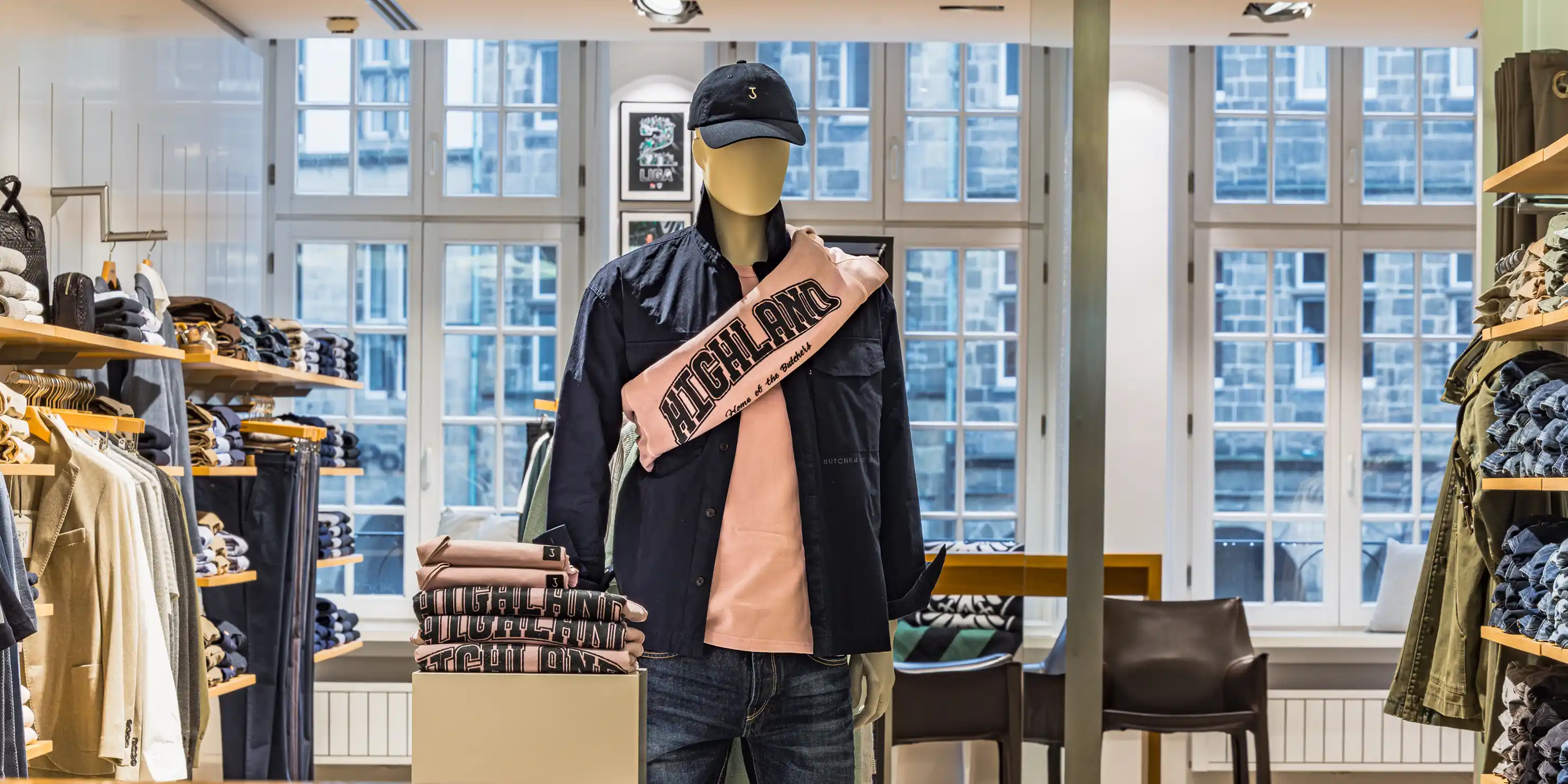 Hier ist das Obergeschoss der Herrenabteilung zu sehen