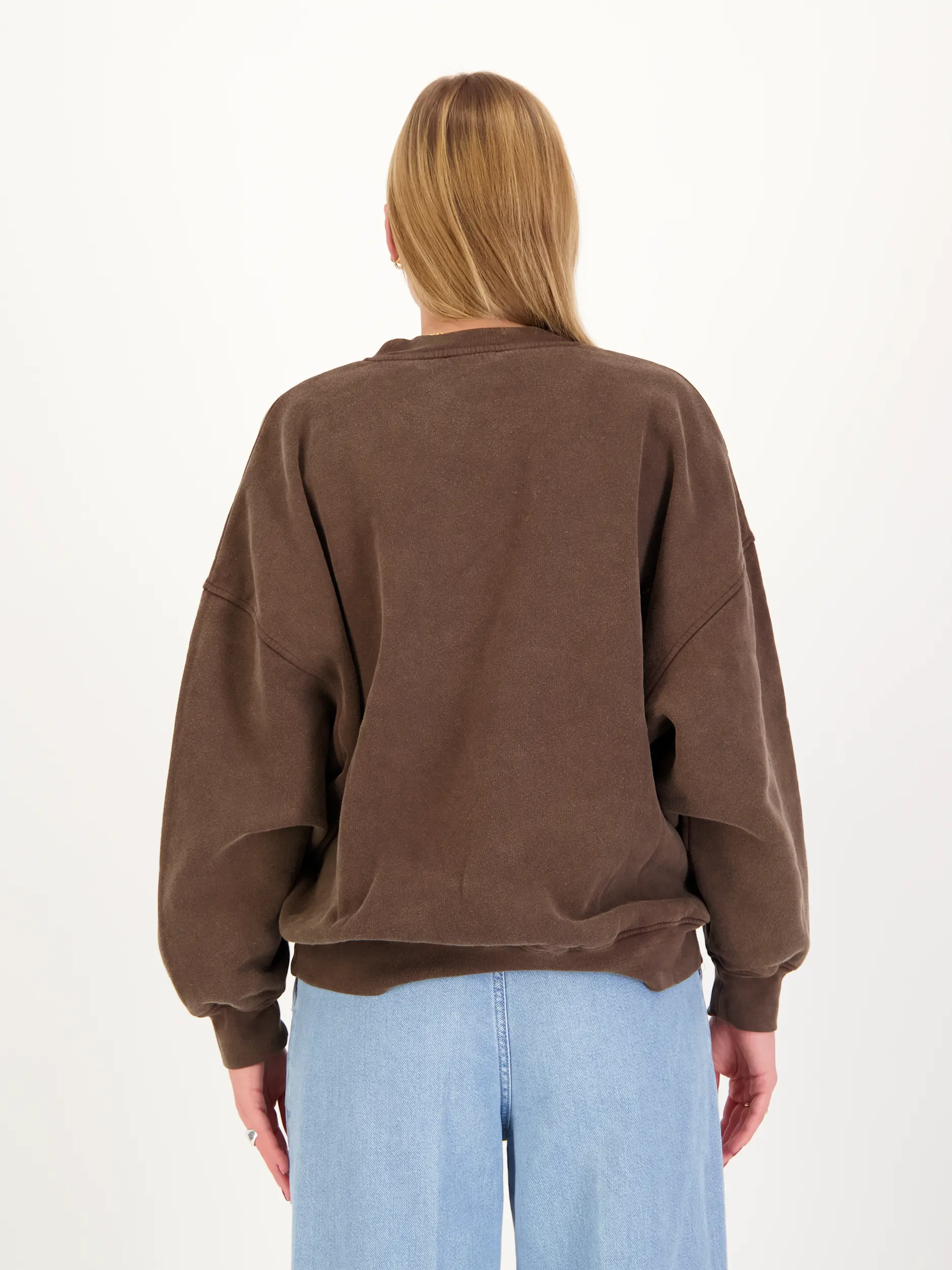 Sweatshirt 'Plizzy' - Artikel Rückseite getragen von einem Modell - Farbe: Braun