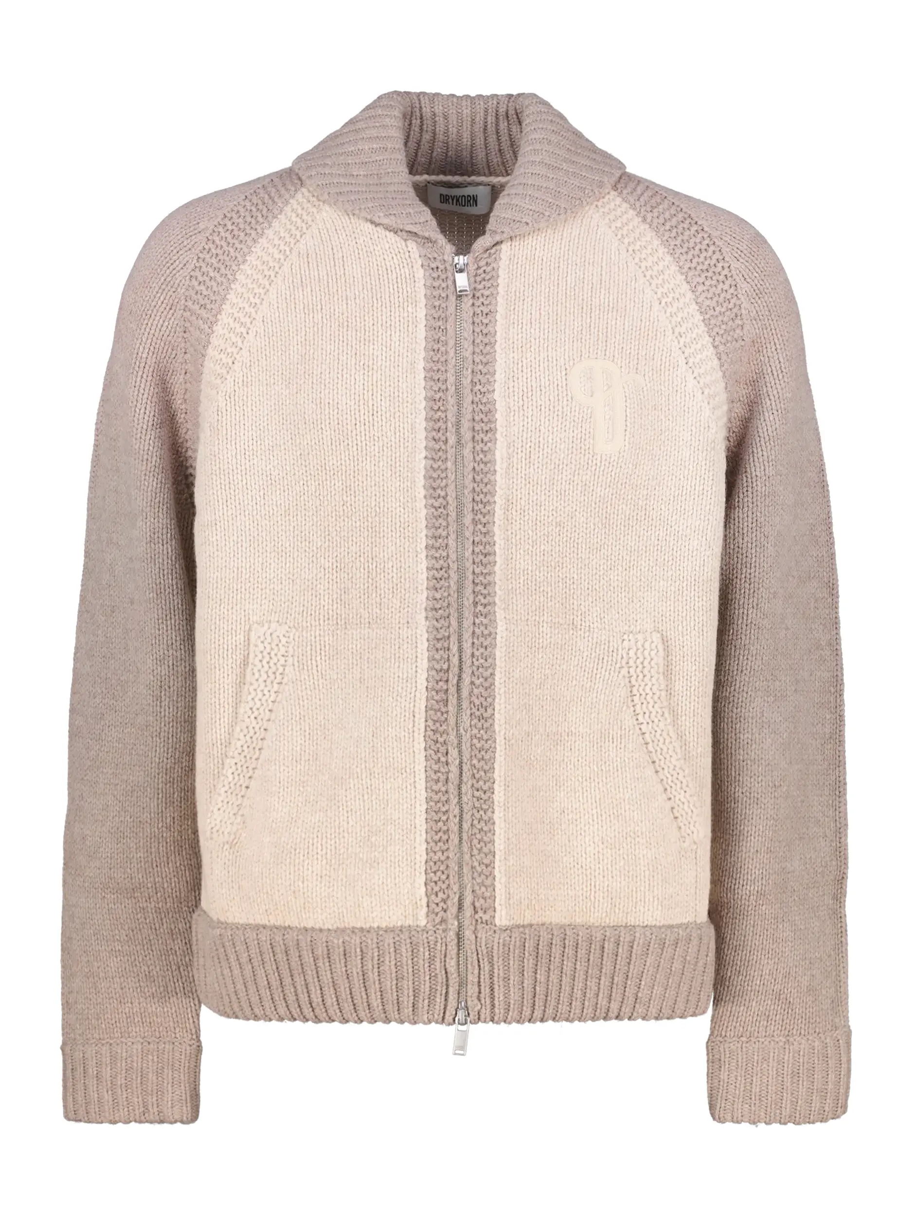 Strickjacke 'Lakyn' aus Wolle langarm - Artikel Vorderseite - Farbe: Beige