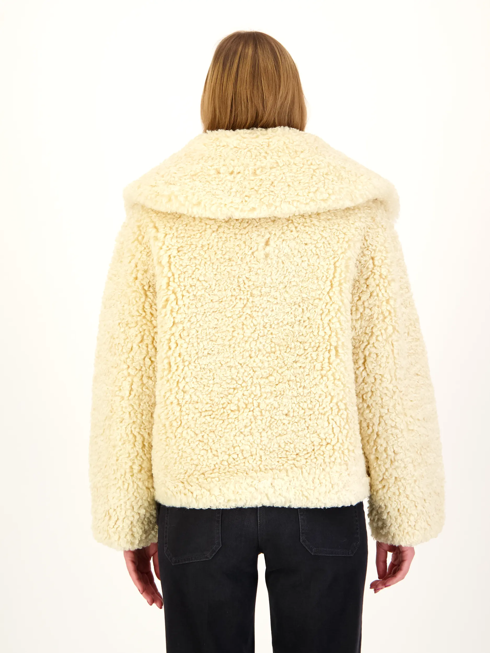 Jacke 'Collins' - Artikel Rückseite getragen von einem Modell - Farbe: Creme