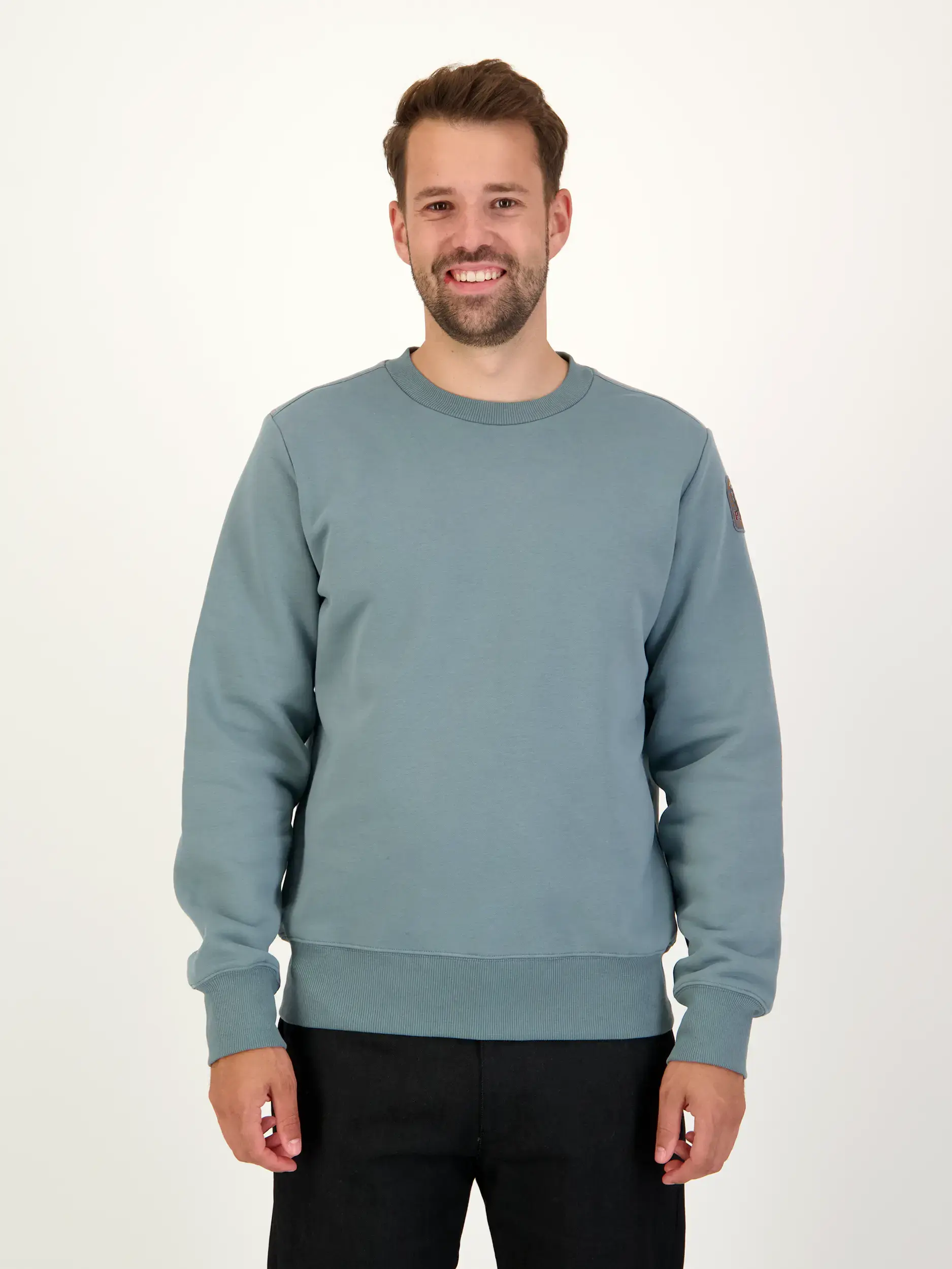 Sweatshirt - Artikel Vorderseite getragen von einem Modell - Farbe: Blau
