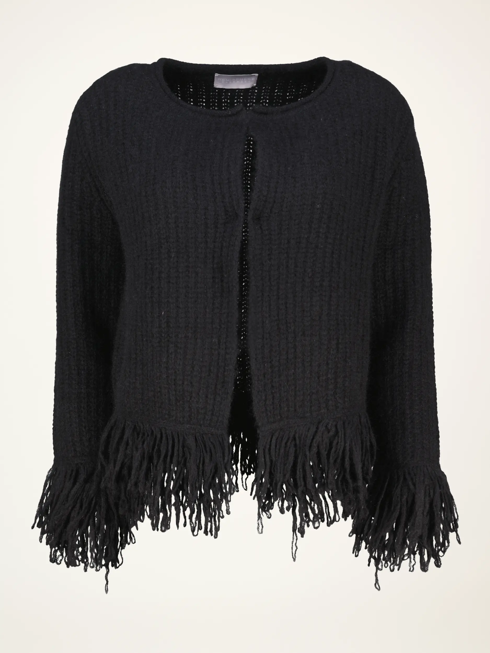Strickjacke aus Kaschmir mit Fransen - Artikelansicht - Farbe: Schwarz