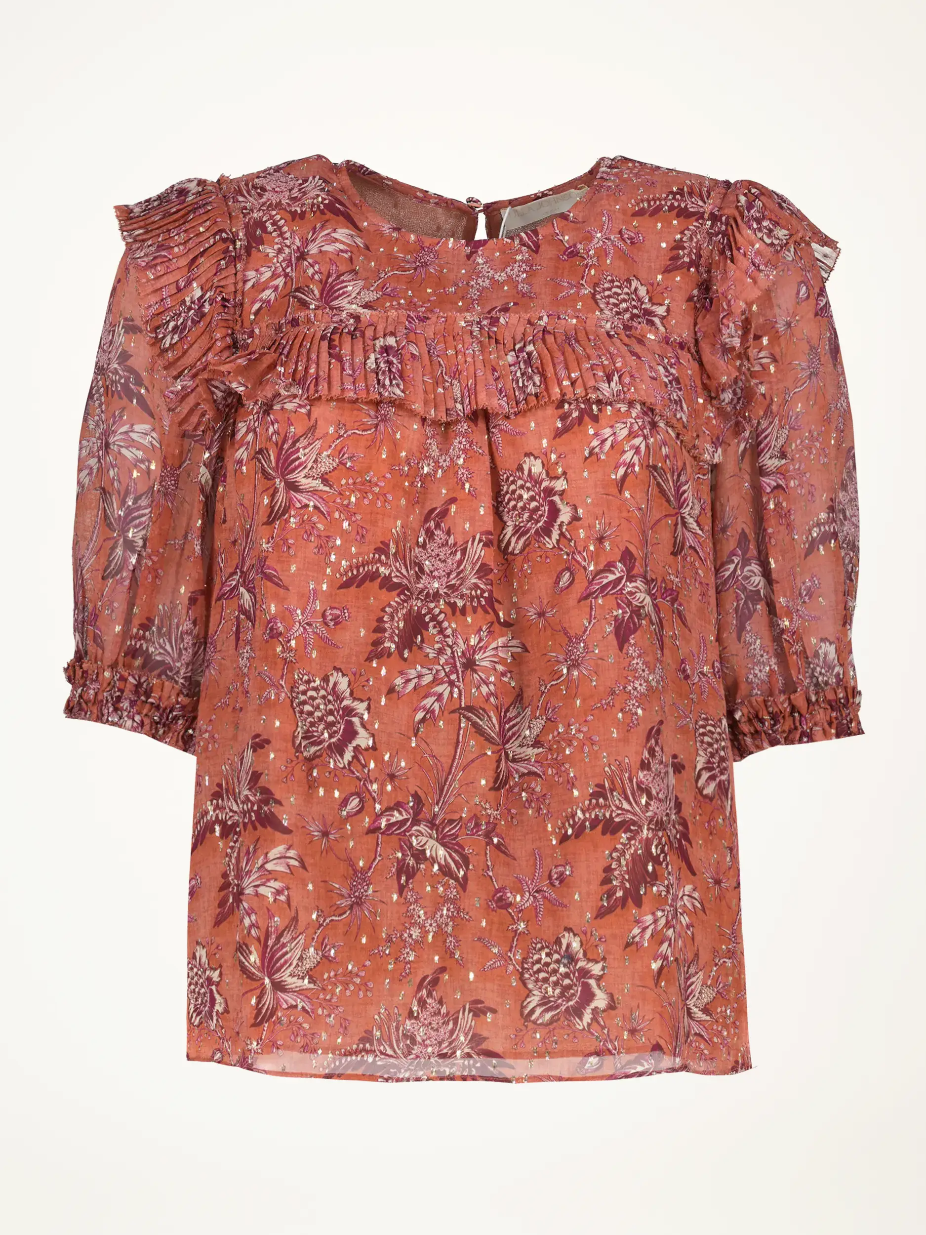 Geblümte Seidenbluse 'Jodie' kurzarm - Artikelansicht - Farbe: Rot