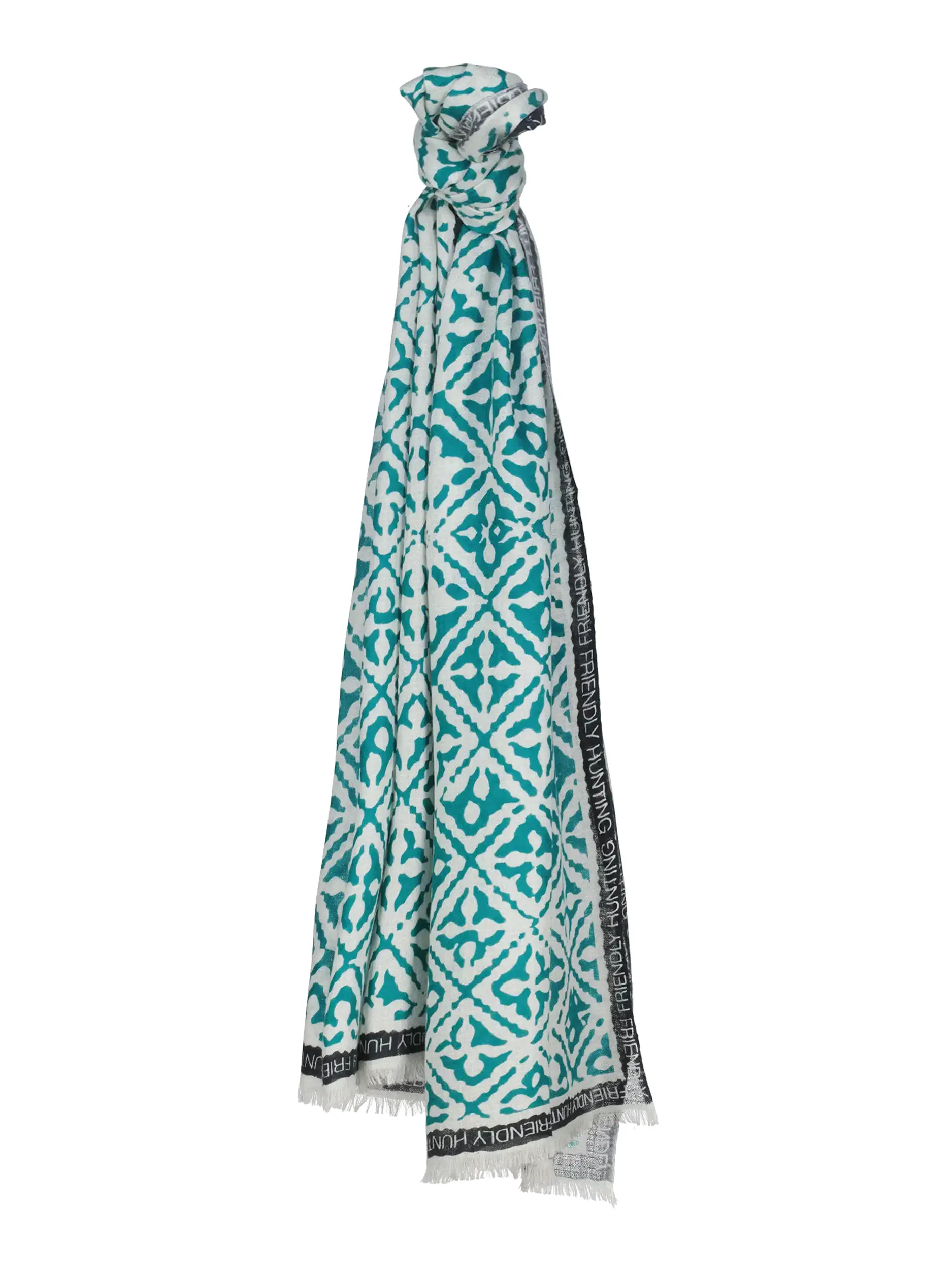 Gemusterter Schal 'Eyes of Marrakesh' aus Kaschmir - Artikel Vorderseite - Farbe: Grün