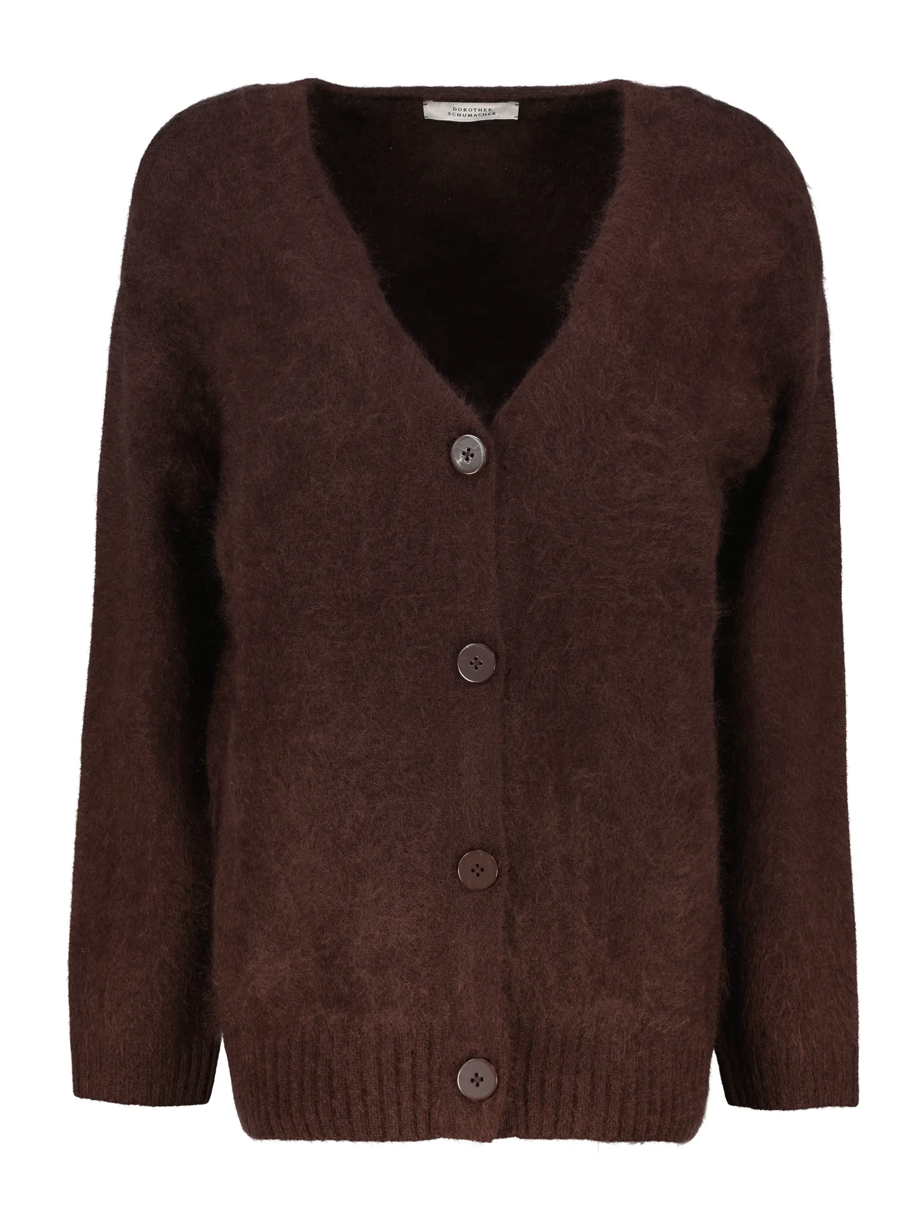 Strickjacke 'Fluffy Statement' aus Wolle - Artikel Vorderseite - Farbe: Braun