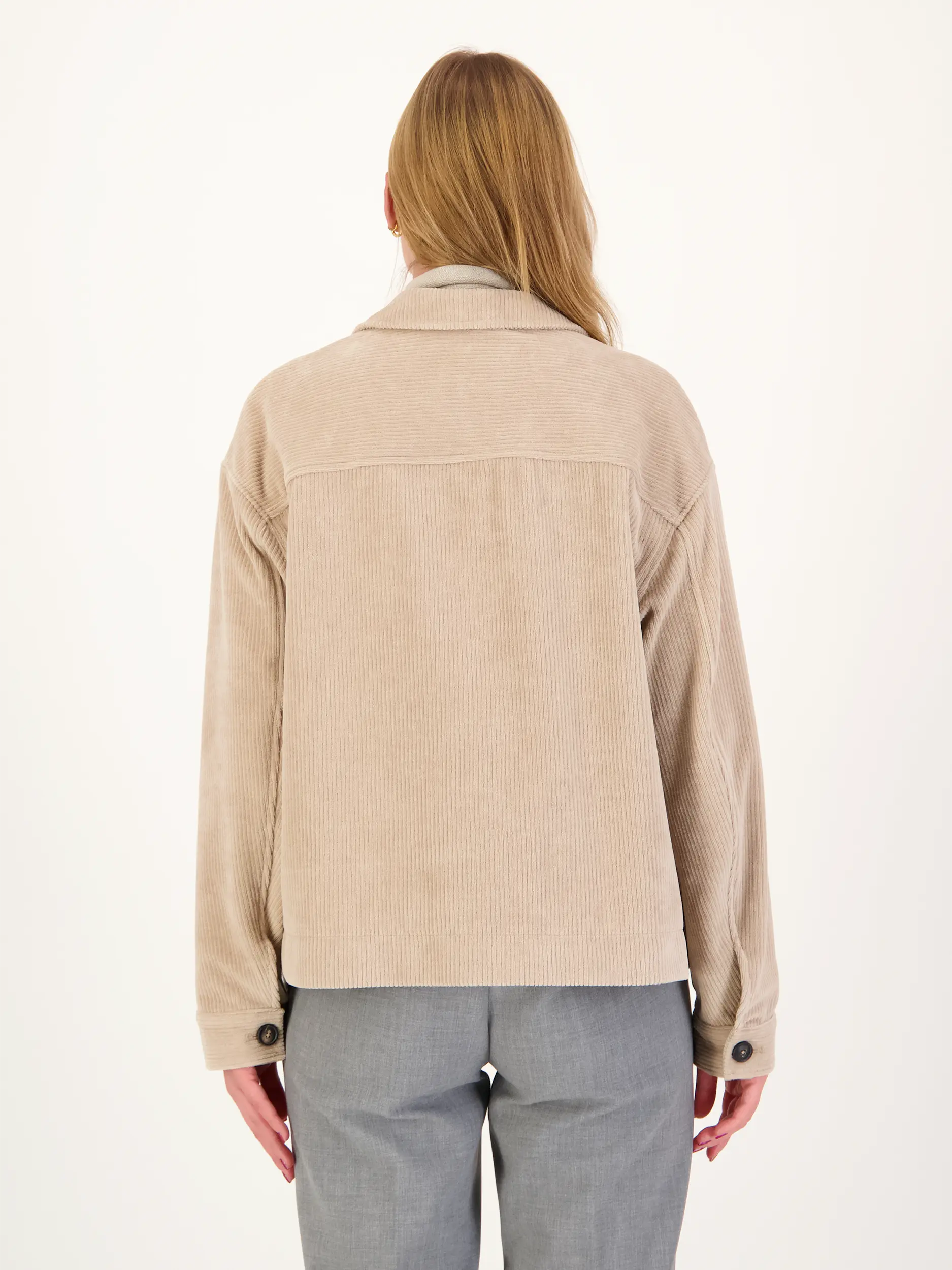 Cordblazer  - Artikel Rückseite getragen von einem Modell - Farbe: Beige