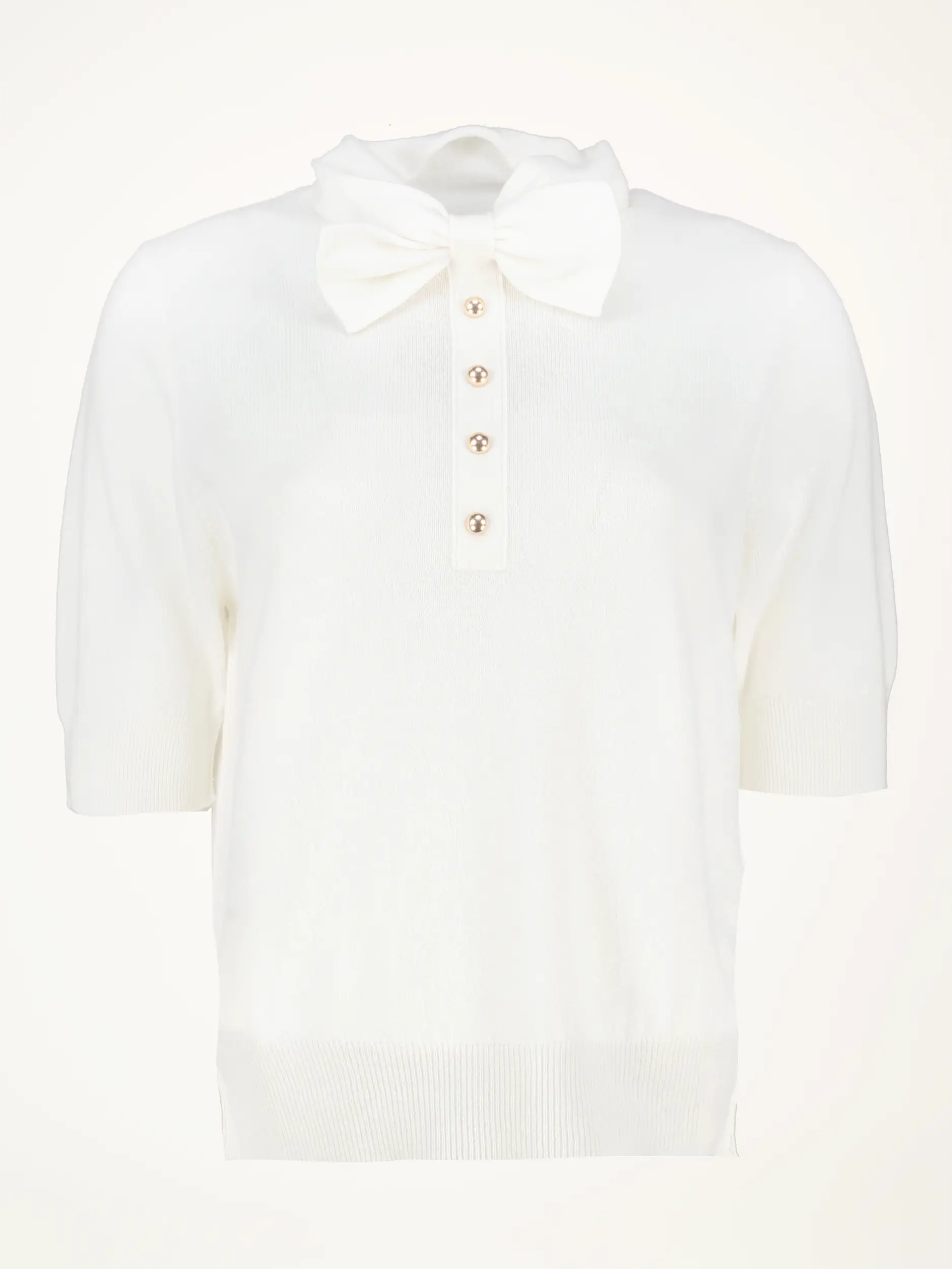 Pullover aus Wolle mit Schleife kurzarm - Artikelansicht - Farbe: Creme