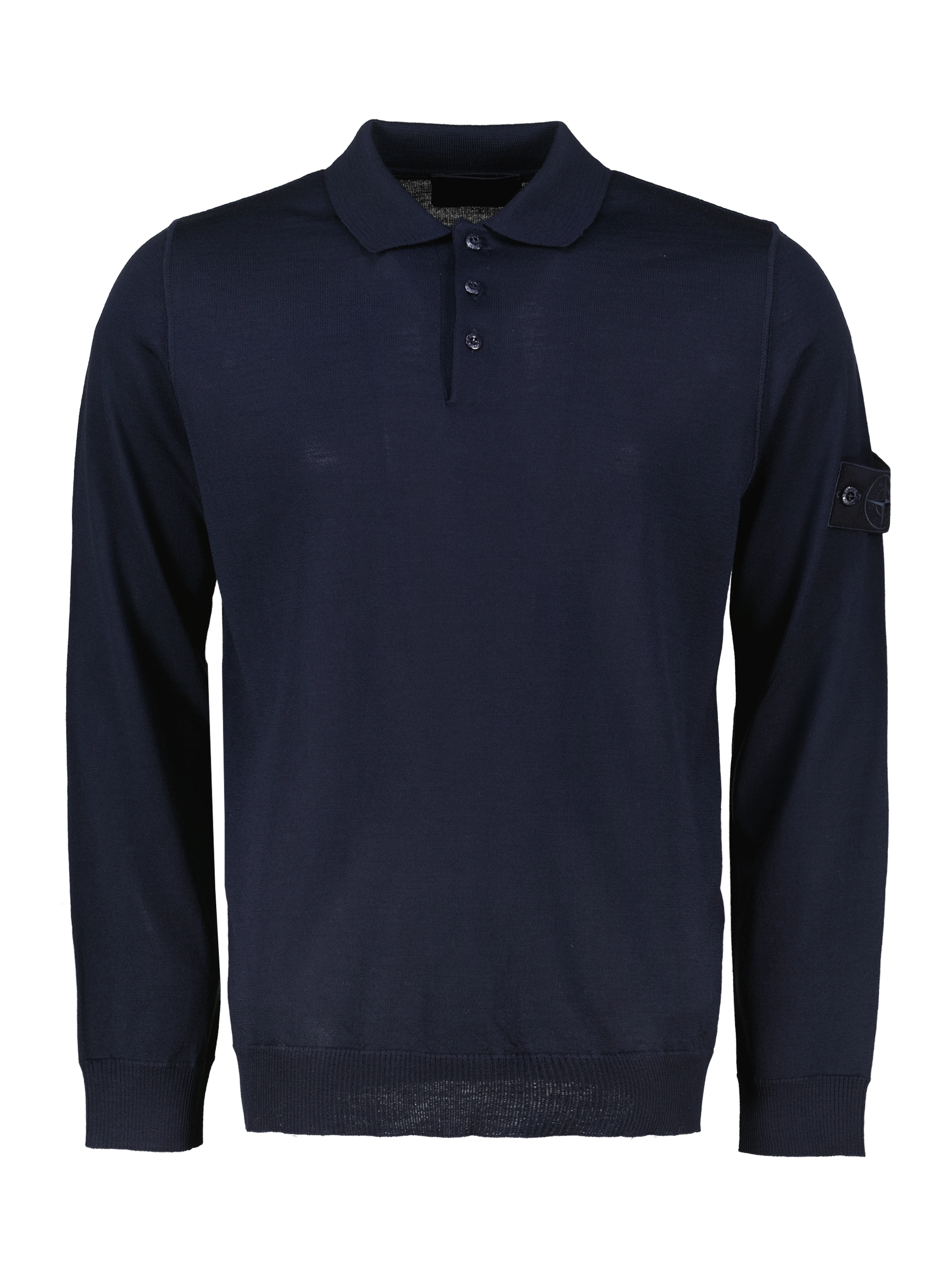 Ghost Piece Strickpolo aus Schurwolle langarm - Artikel Vorderseite - Farbe: Blau