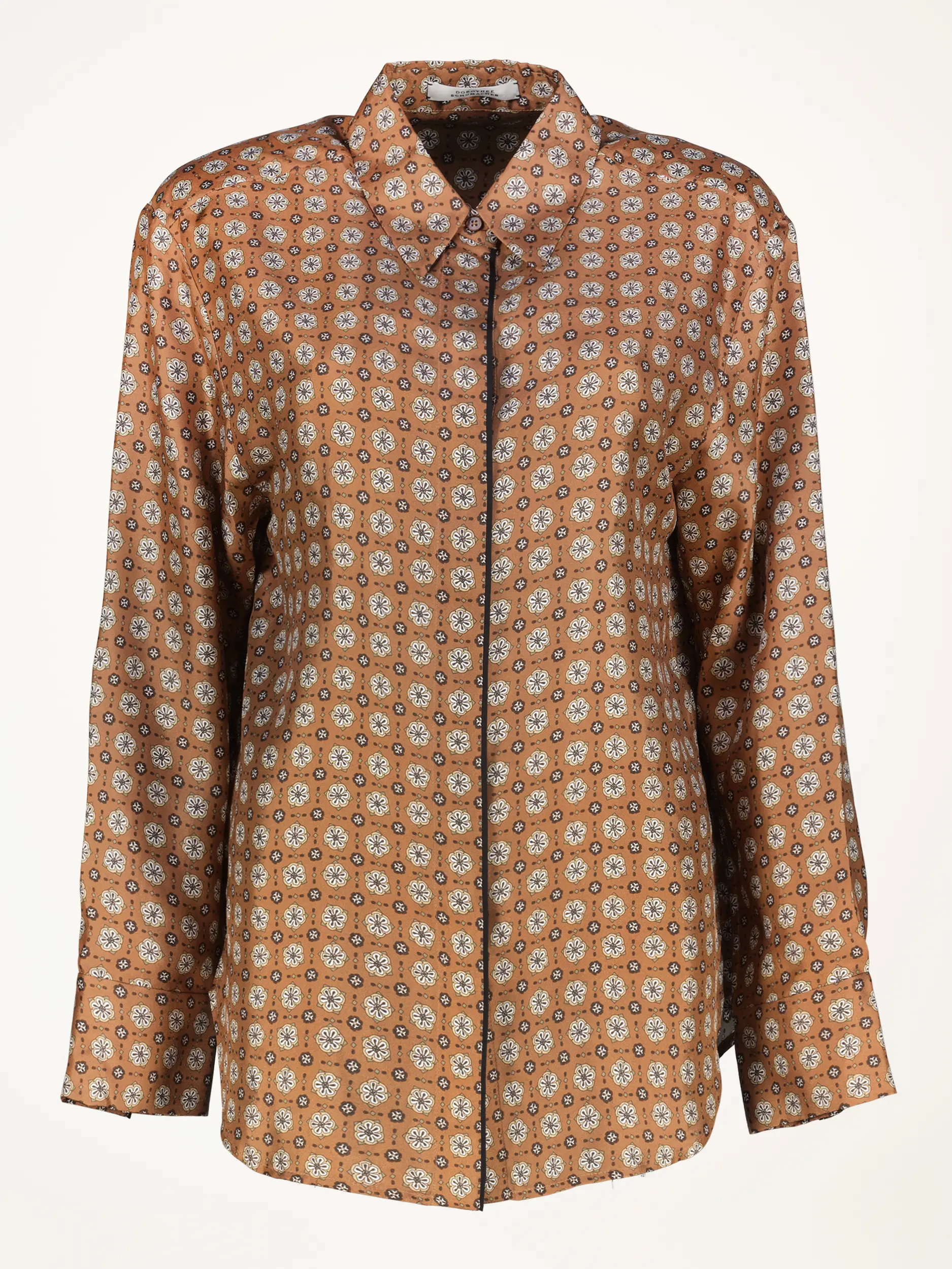 Seidenbluse mit Muster - Artikelansicht - Farbe: Braun