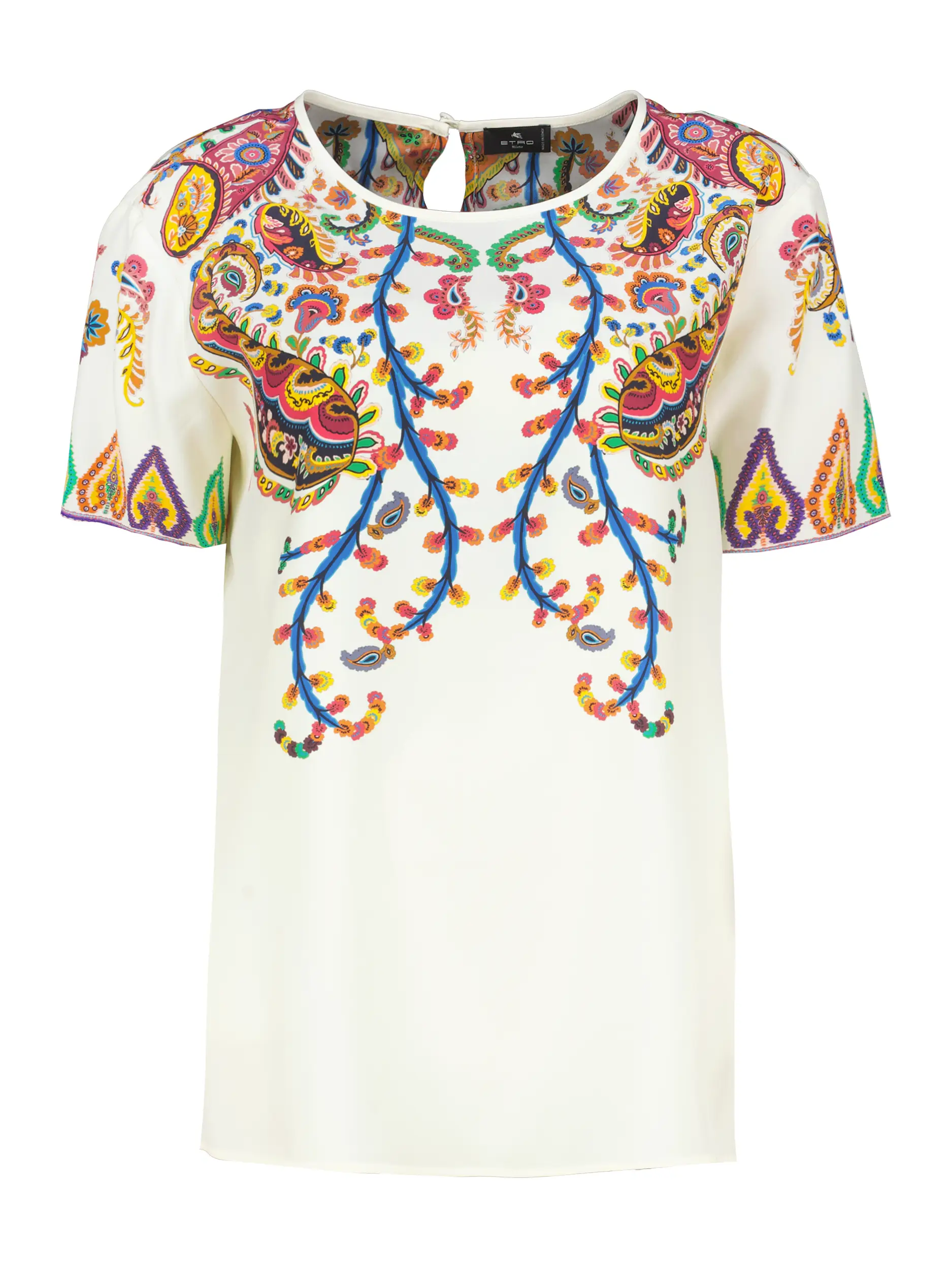 Gemusterte Seidenbluse - Artikel Vorderseite - Farbe: Creme