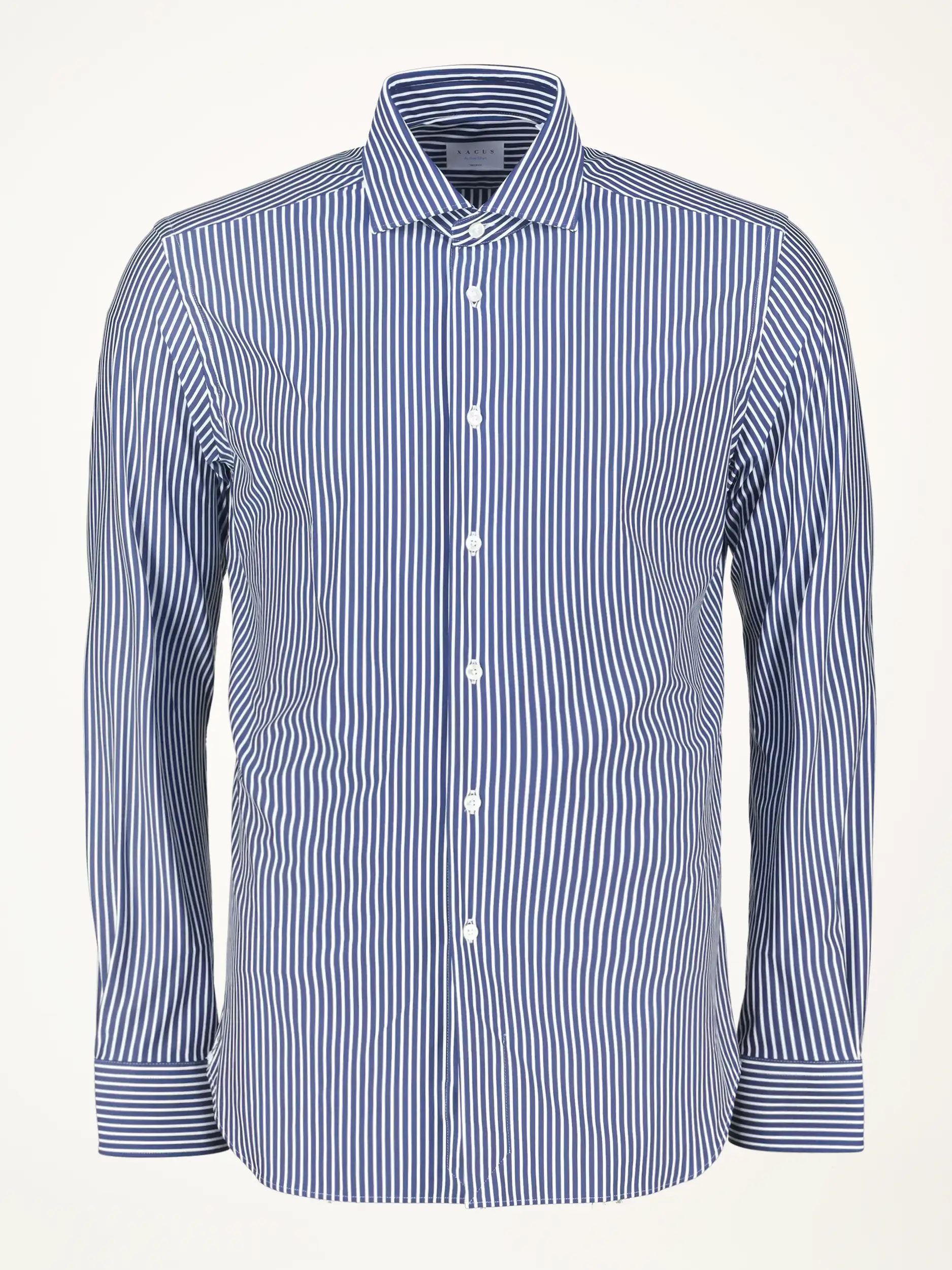 Gestreiftes Tailored Fit Hemd mit Haifischkragen langarm - Artikelansicht - Farbe: Blau