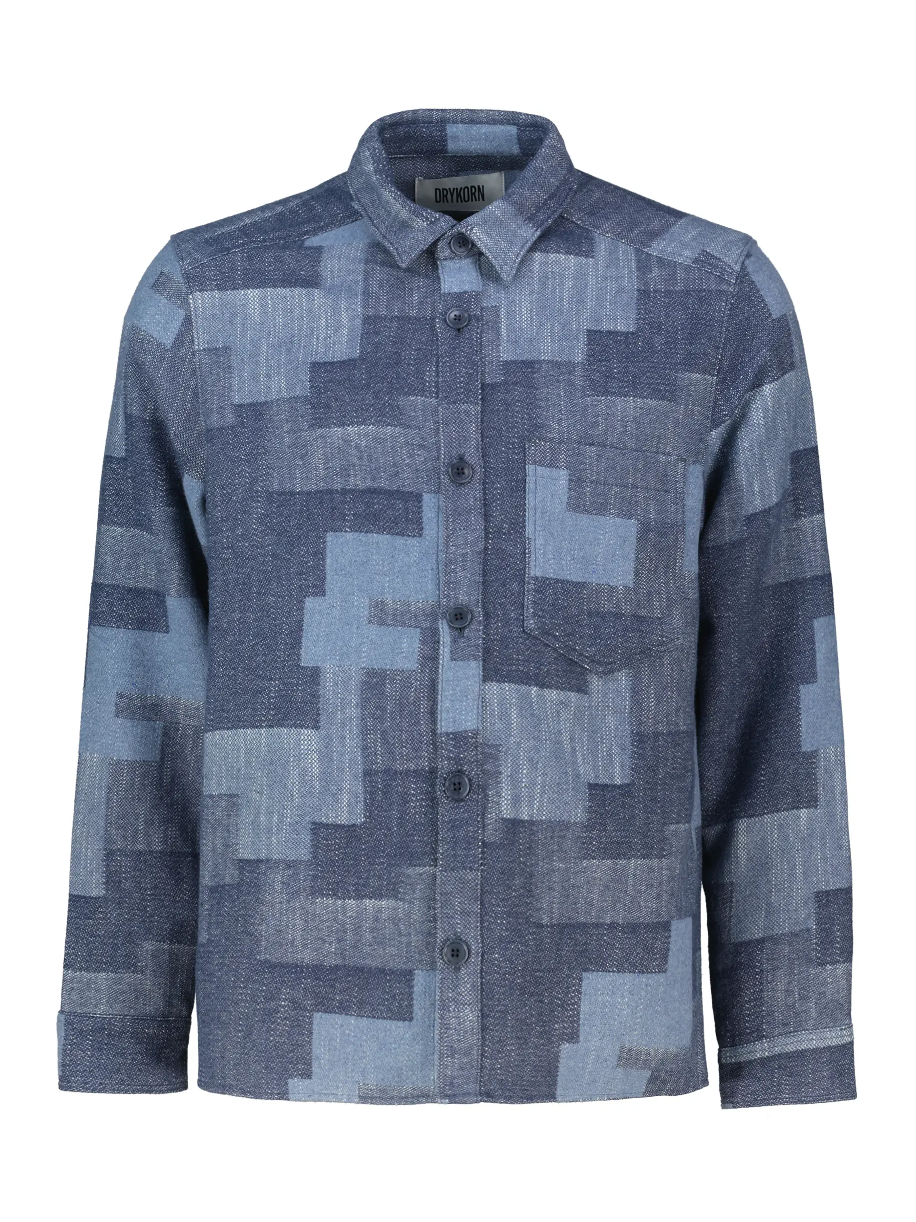 Overshirt 'Dieggo' mit Kentkragen langarm - Artikel Vorderseite - Farbe: Blau