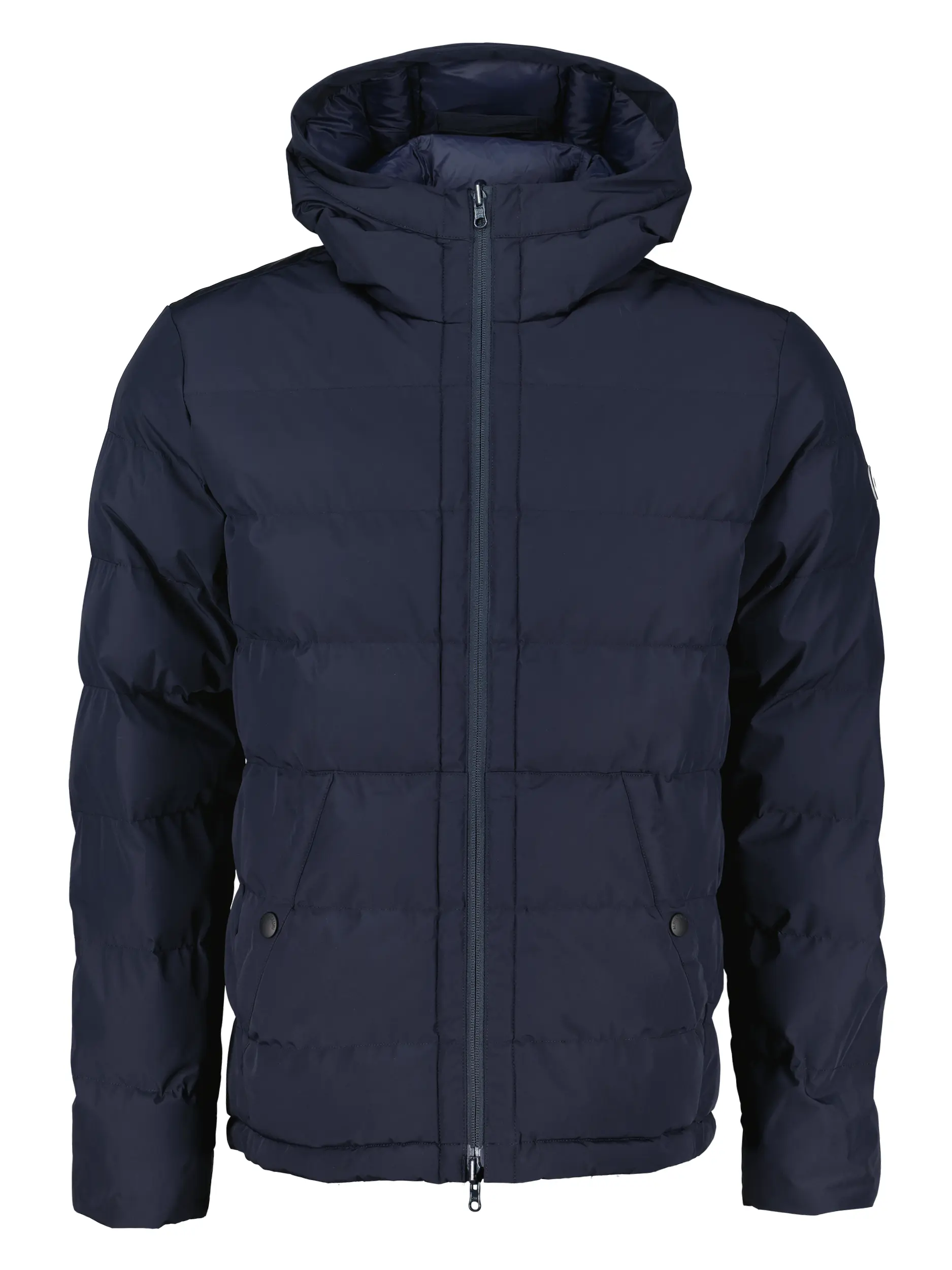Wasserabweisende Jacke 'Oeren' - Artikel Teil eines Outfits getragen von einem Modell - Farbe: Blau