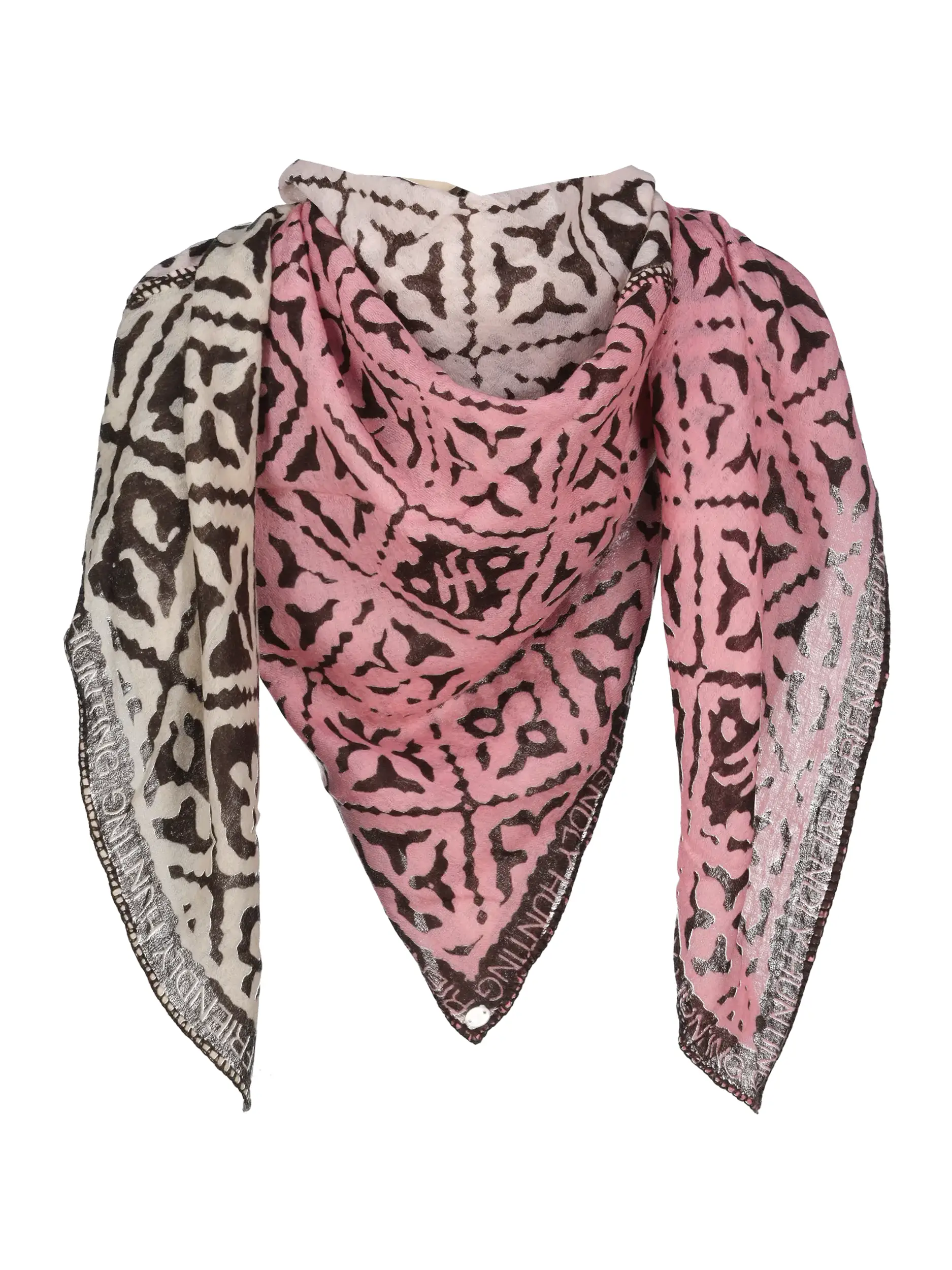 Gemustertes Tuch 'Eyes of Marrakesh Superpatch' aus Kaschmir - Artikel Vorderseite - Farbe: Rosa&Pink