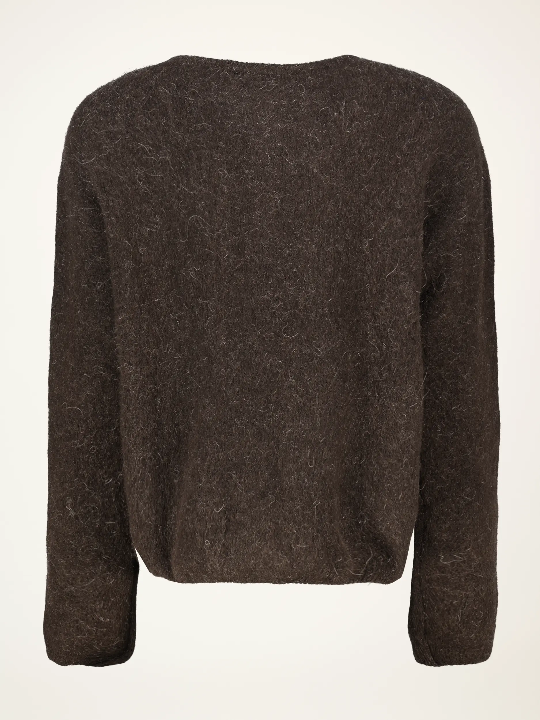 Strickjacke aus Alpaka-Mix langarm - Artikel Rückseite - Farbe: Braun