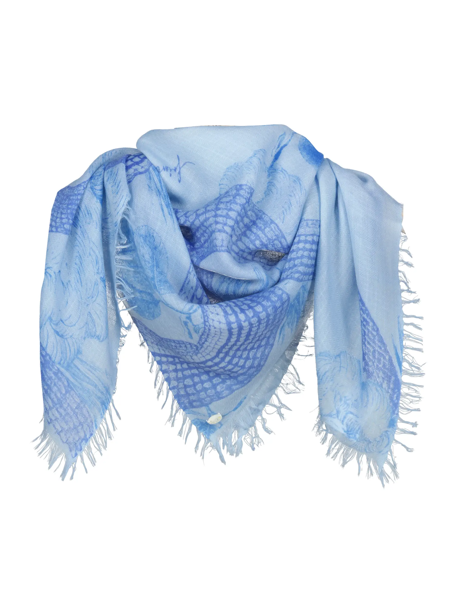 Tuch 'Garden Eden' aus Kaschmir - Artikel Vorderseite - Farbe: Blau