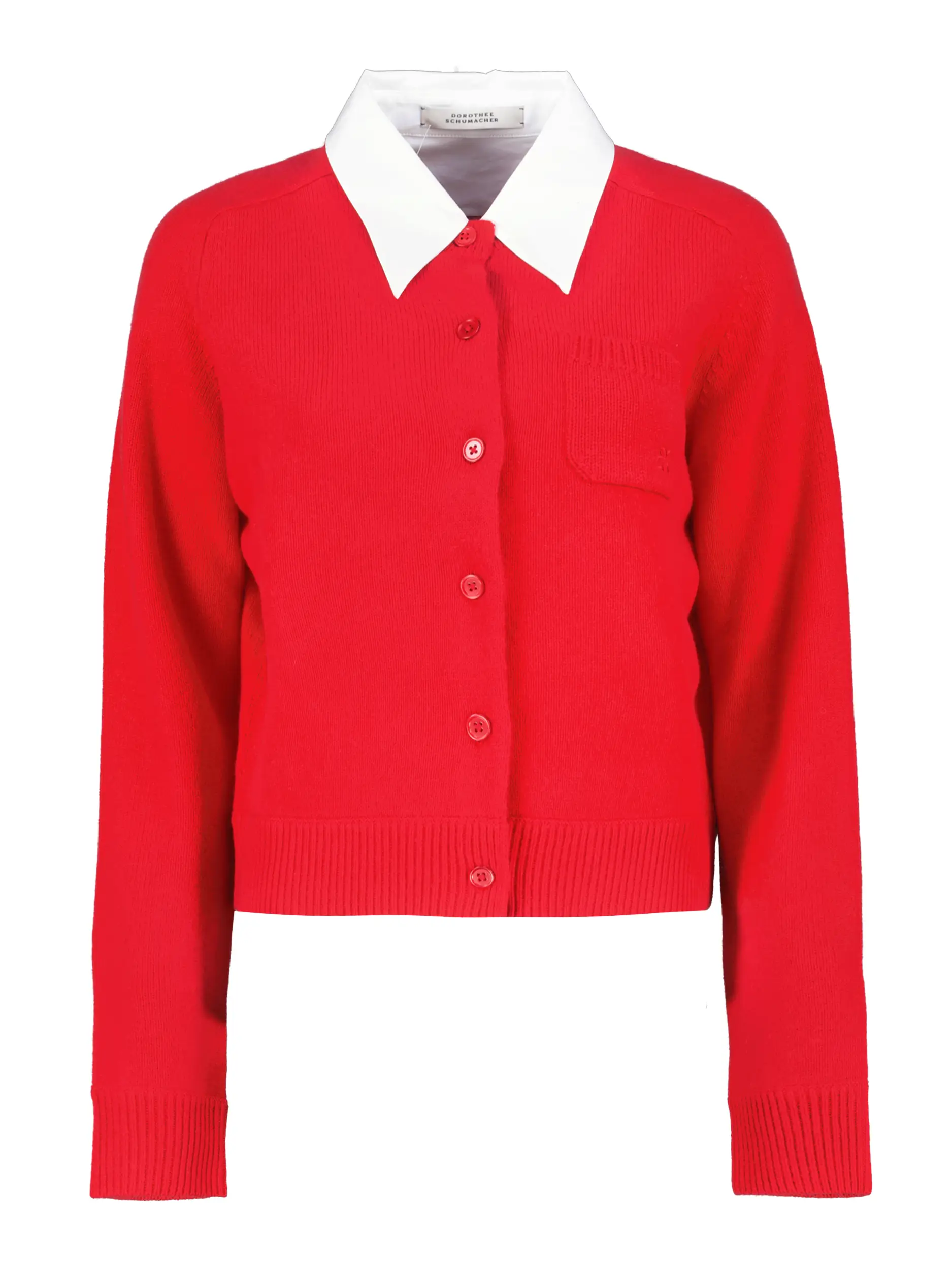 Strickjacke 'Elegant Statements' aus Wolle - Artikel Vorderseite - Farbe: Rot