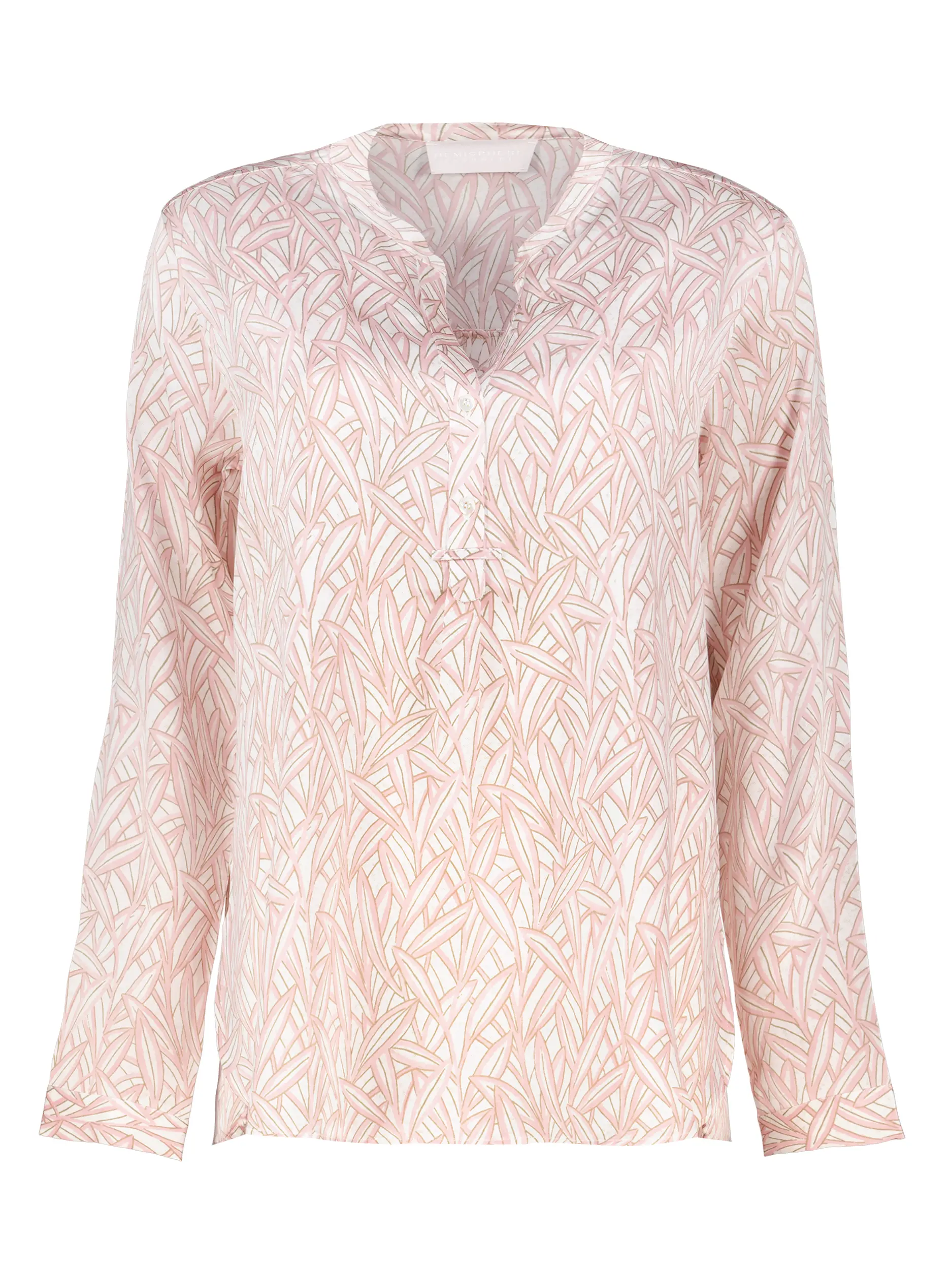 Gemusterte Seidenbluse 'Ferita' langarm - Artikel Vorderseite - Farbe: Rosa&Pink