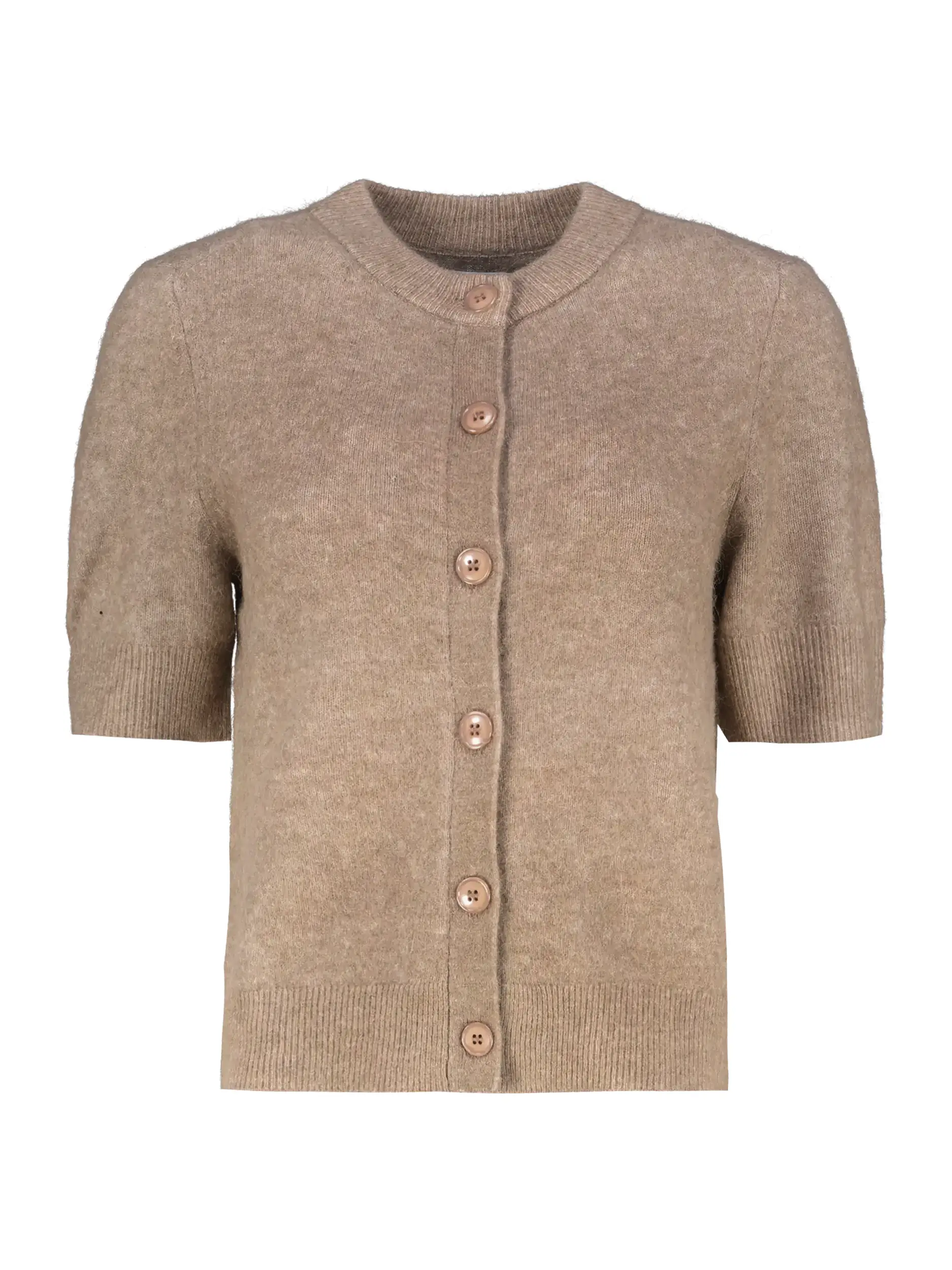 Strickjacke 'Sanoura' aus Wolle kurzarm - Artikel Vorderseite - Farbe: Braun