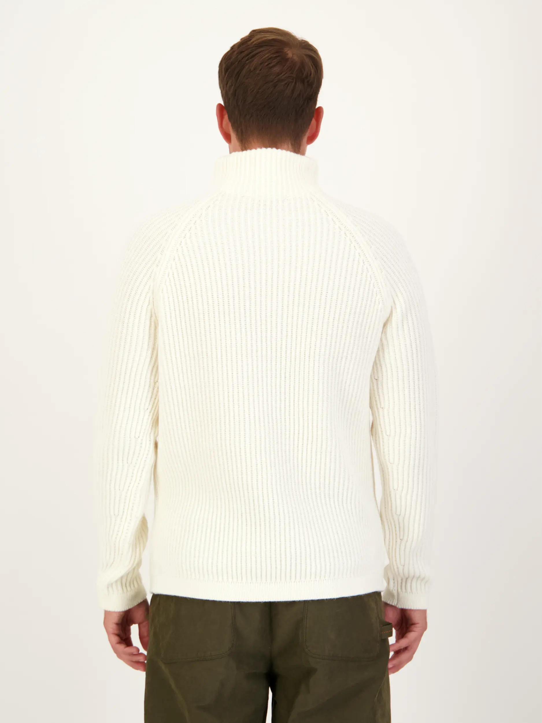 Pullover 'Arvid' aus Woll-Mix langarm - Artikel Rückseite getragen von einem Modell - Farbe: Creme