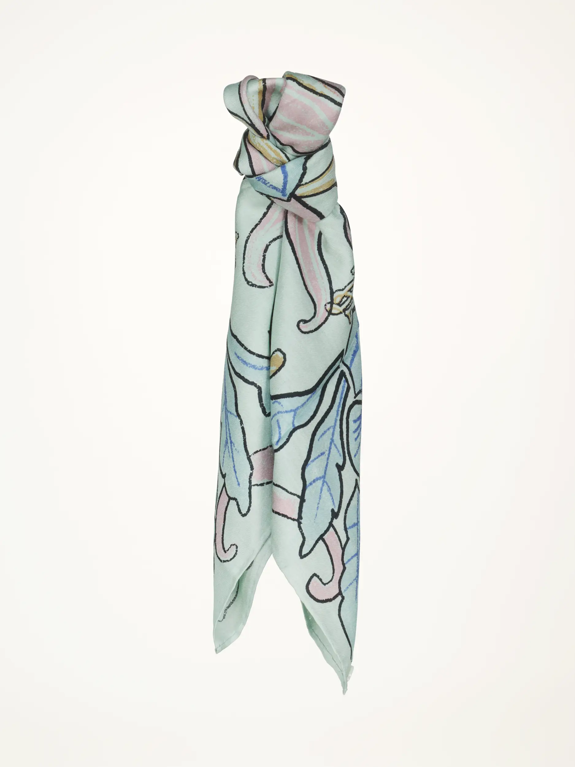 Gemustertes Tuch 'Silktwill Midi 70 Iris Noble' aus Seide - Artikelansicht - Farbe: Grün