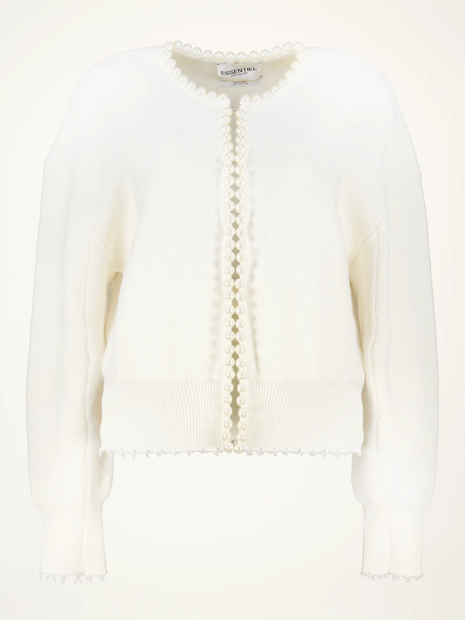Strickjacke 'Ideas' aus Woll-Mix mit Perlen - Artikelansicht - Farbe: Creme