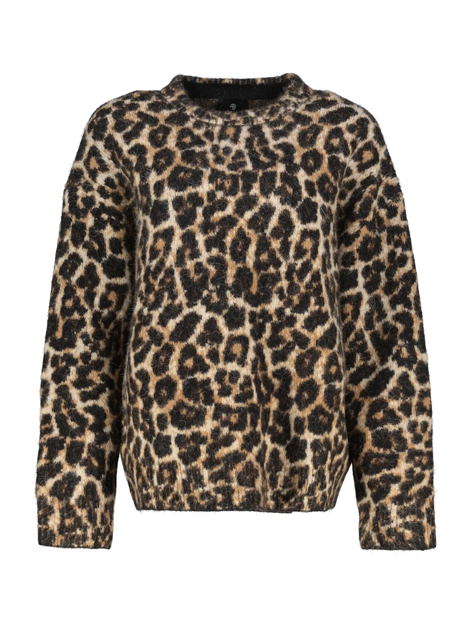 Pullover aus Alpaka-Mix mit Leo-Print langarm - Artikel Vorderseite - Farbe: Braun