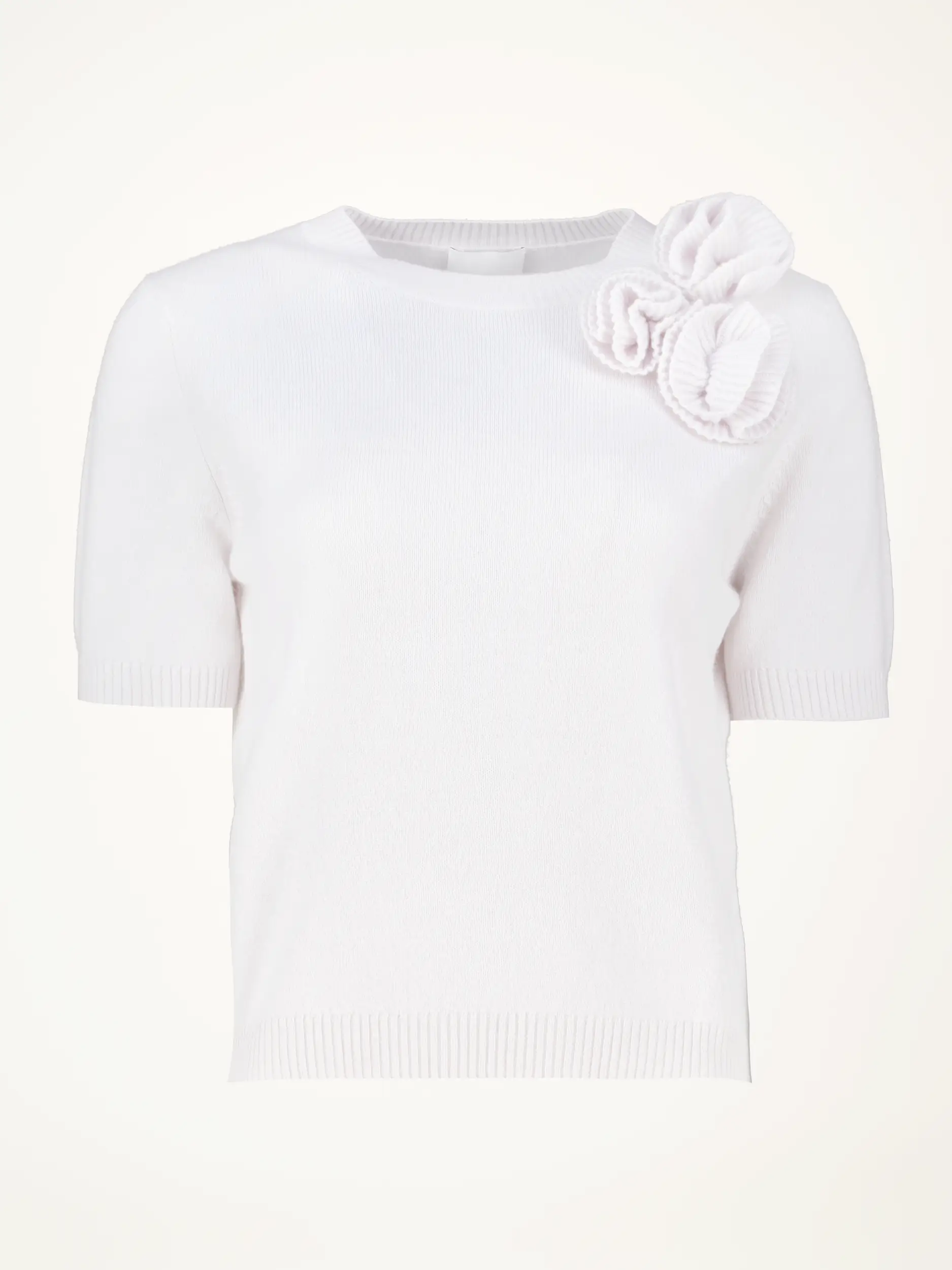 Pullover aus Wolle mit Blumenstickerei kurzarm - Artikelansicht - Farbe: Grau