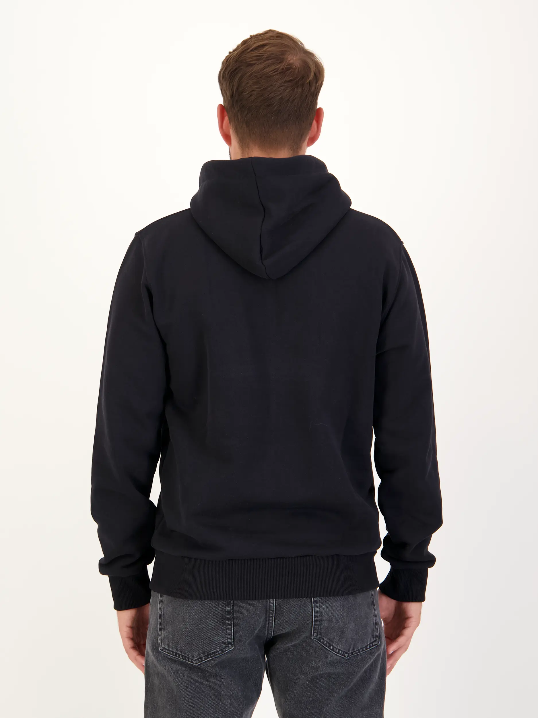 Sweatshirt - Artikel Rückseite getragen von einem Modell - Farbe: Schwarz