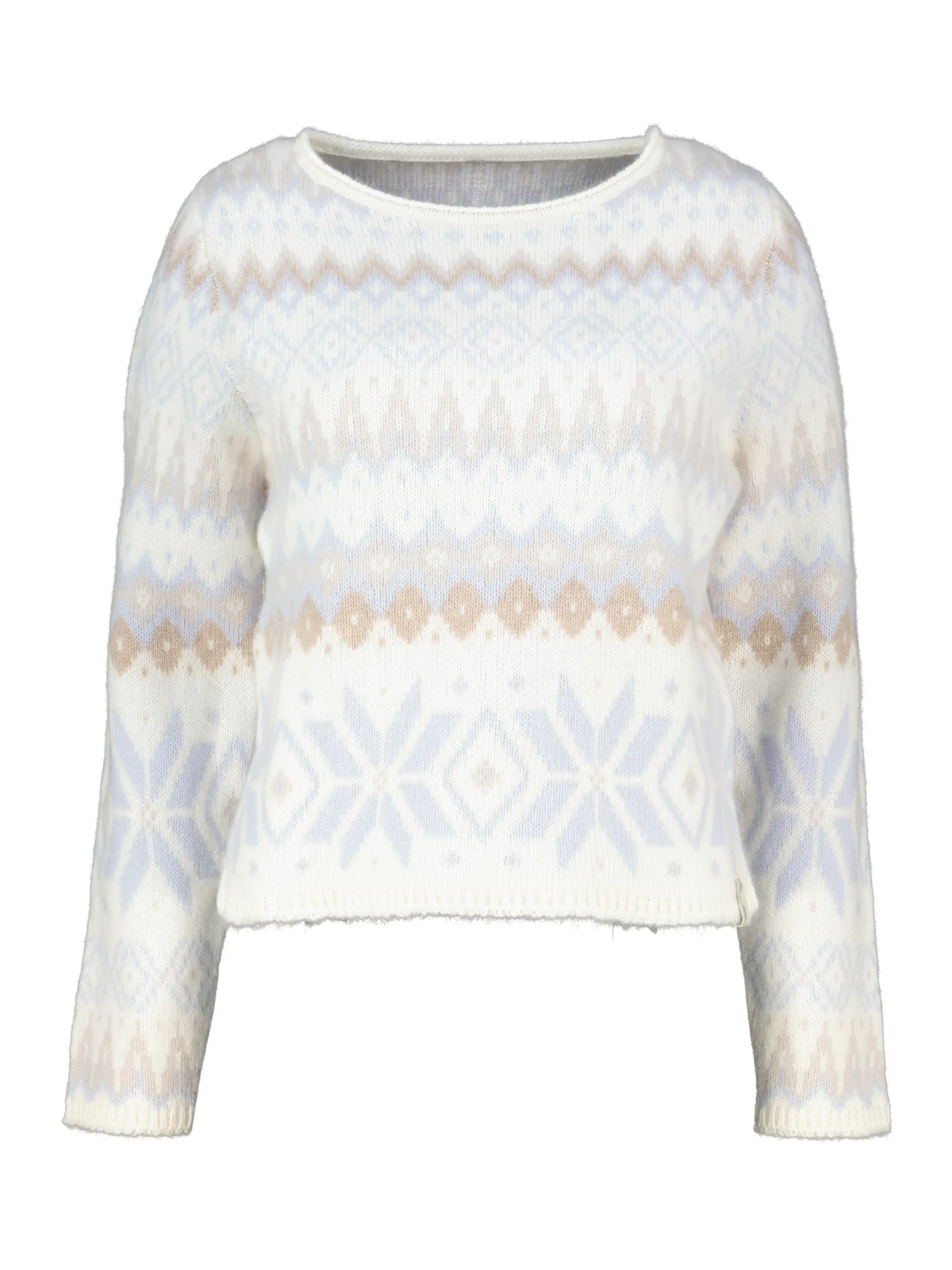 Gemusterter Pullover aus Kaschmir langarm - Artikel Vorderseite - Farbe: Blau