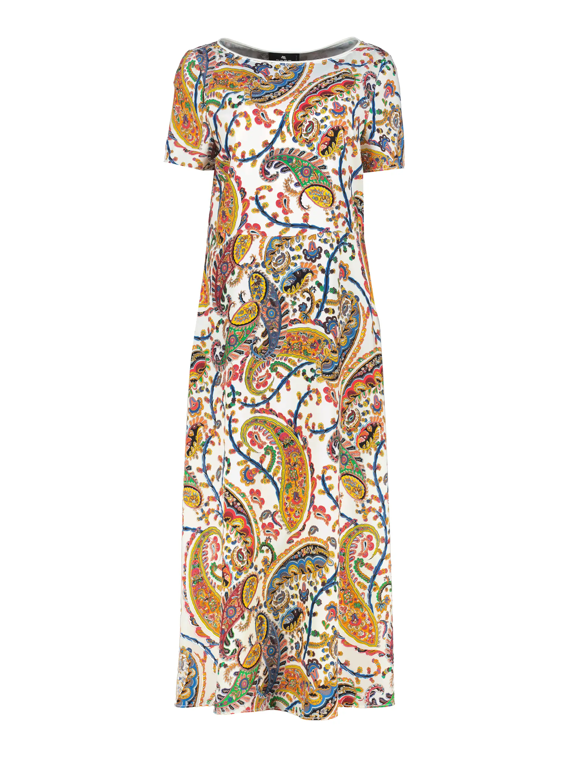 Gemustertes Midikleid kurzarm - Artikel Vorderseite - Farbe: Creme