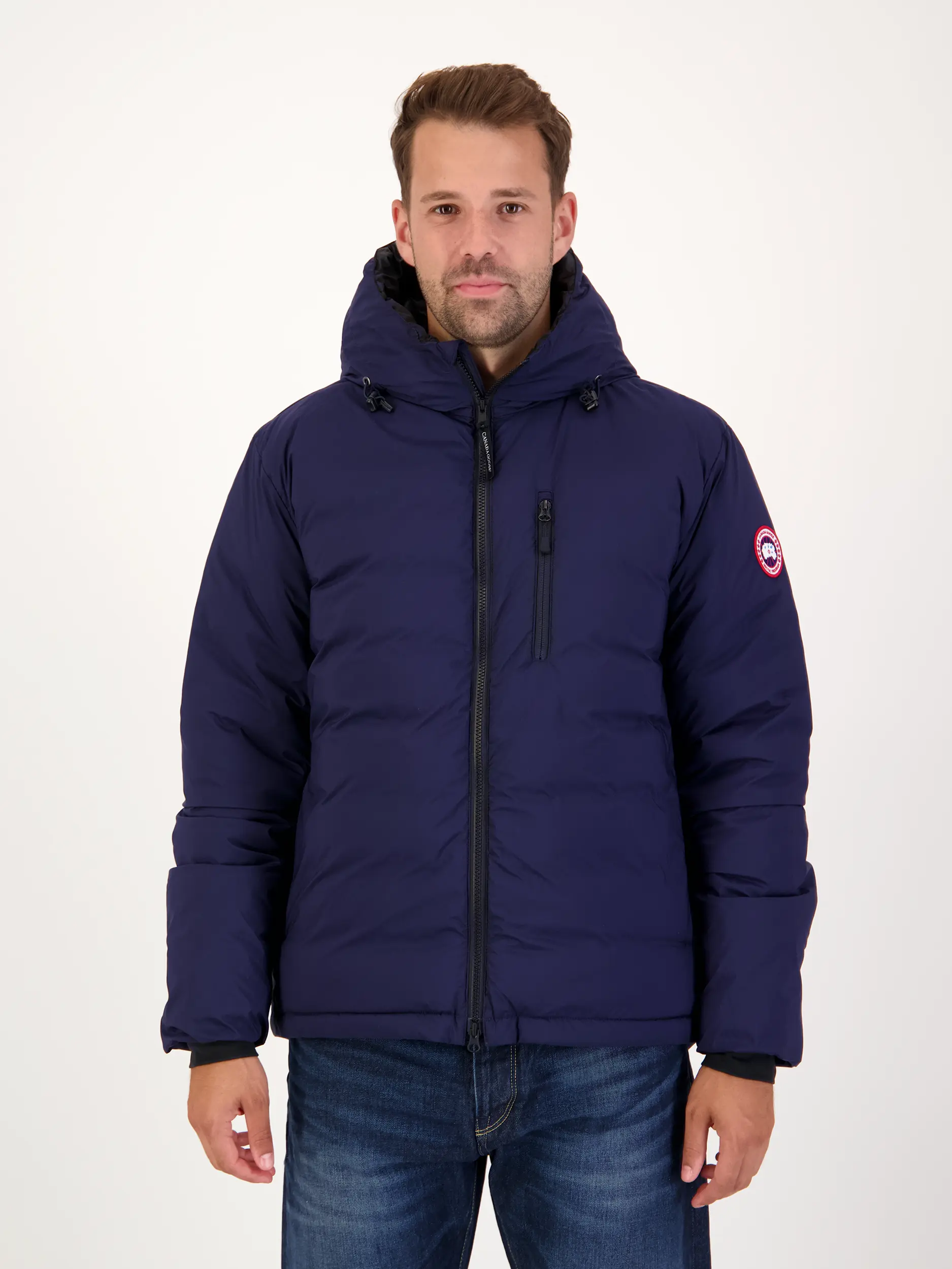 Daunenjacke 'Lodgehoody' - Artikel Vorderseite getragen von einem Modell - Farbe: Blau