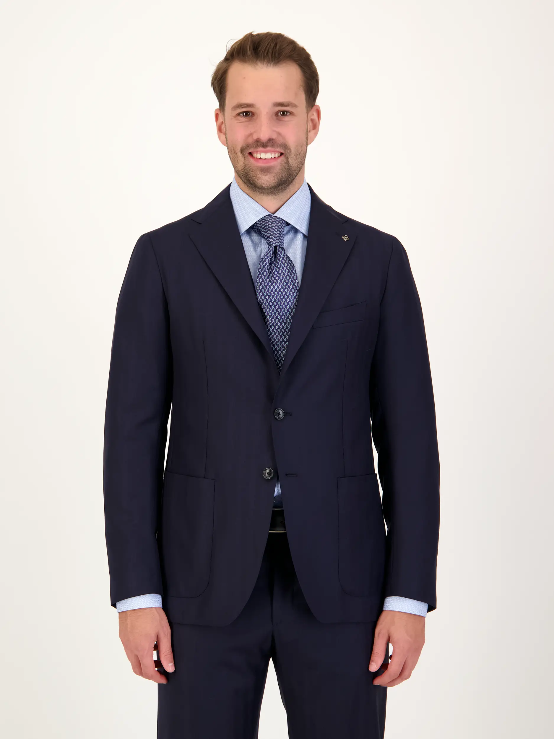 Anzug aus Wolle - Artikel Vorderseite getragen von einem Modell - Farbe: Blau