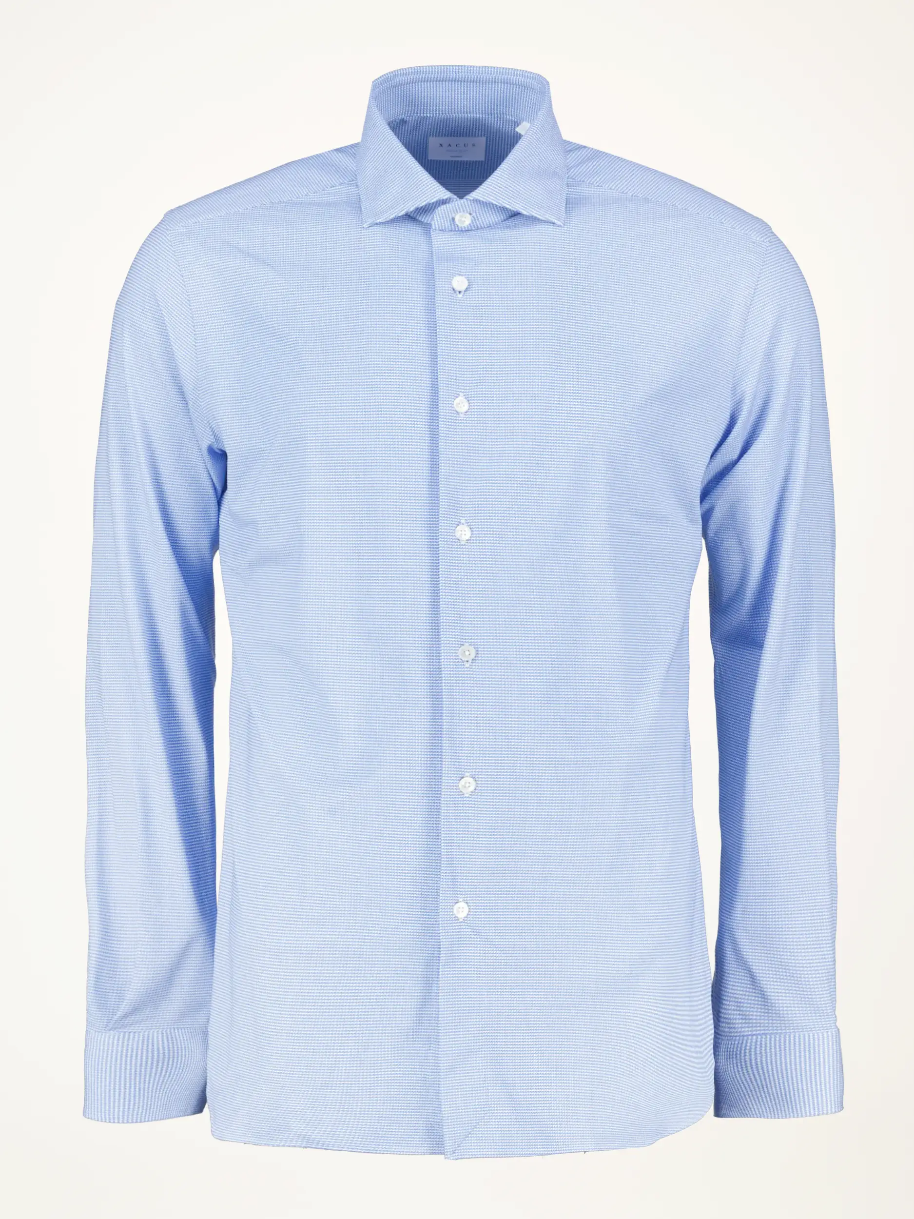 Gemustertes Tailored Fit Hemd mit Haifischkragen langarm - Artikelansicht - Farbe: Blau Gemustertes Tailored Fit Hemd mit Haifischkragen langarm - Artikelansicht - Farbe: Blau