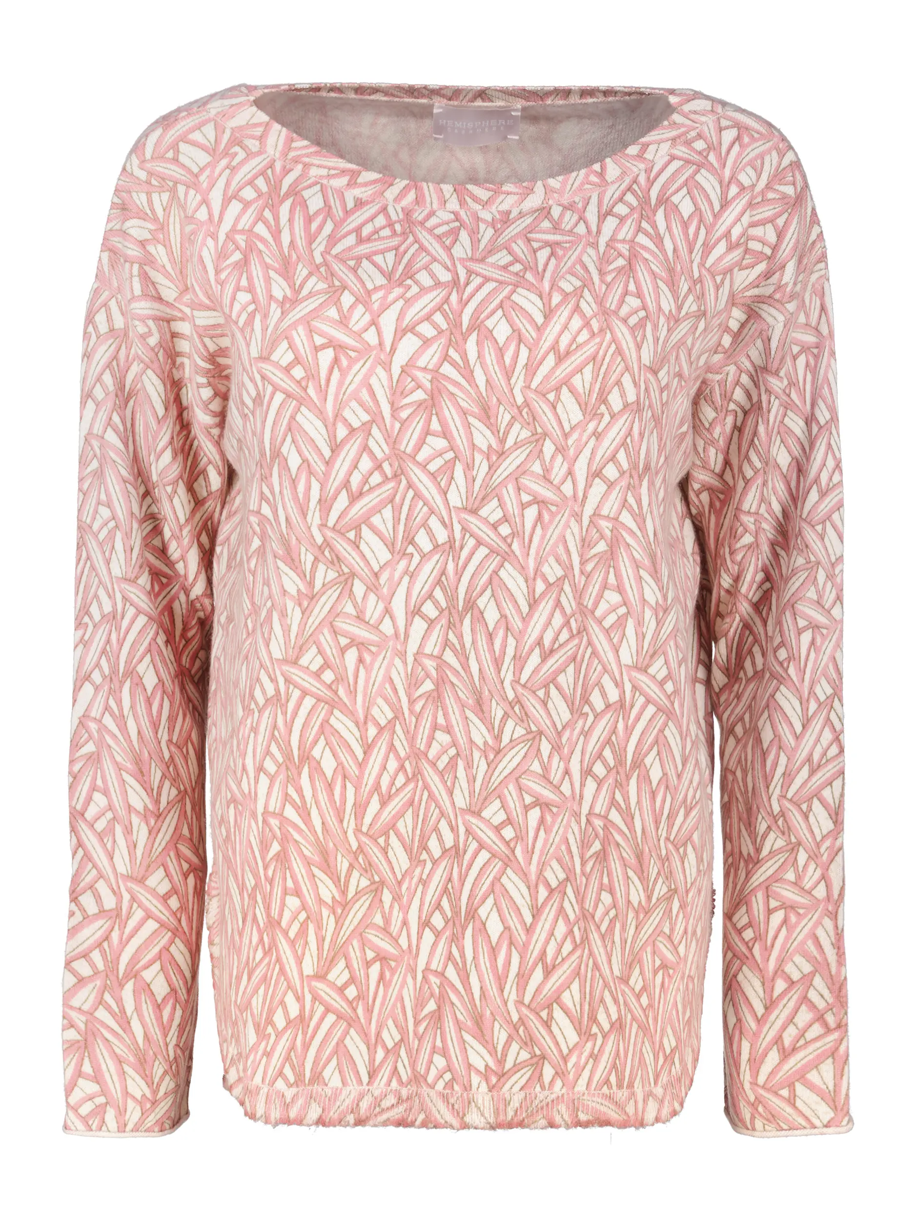 Gemusterter Pullover aus Kaschmir langarm - Artikel Vorderseite - Farbe: Rosa&Pink