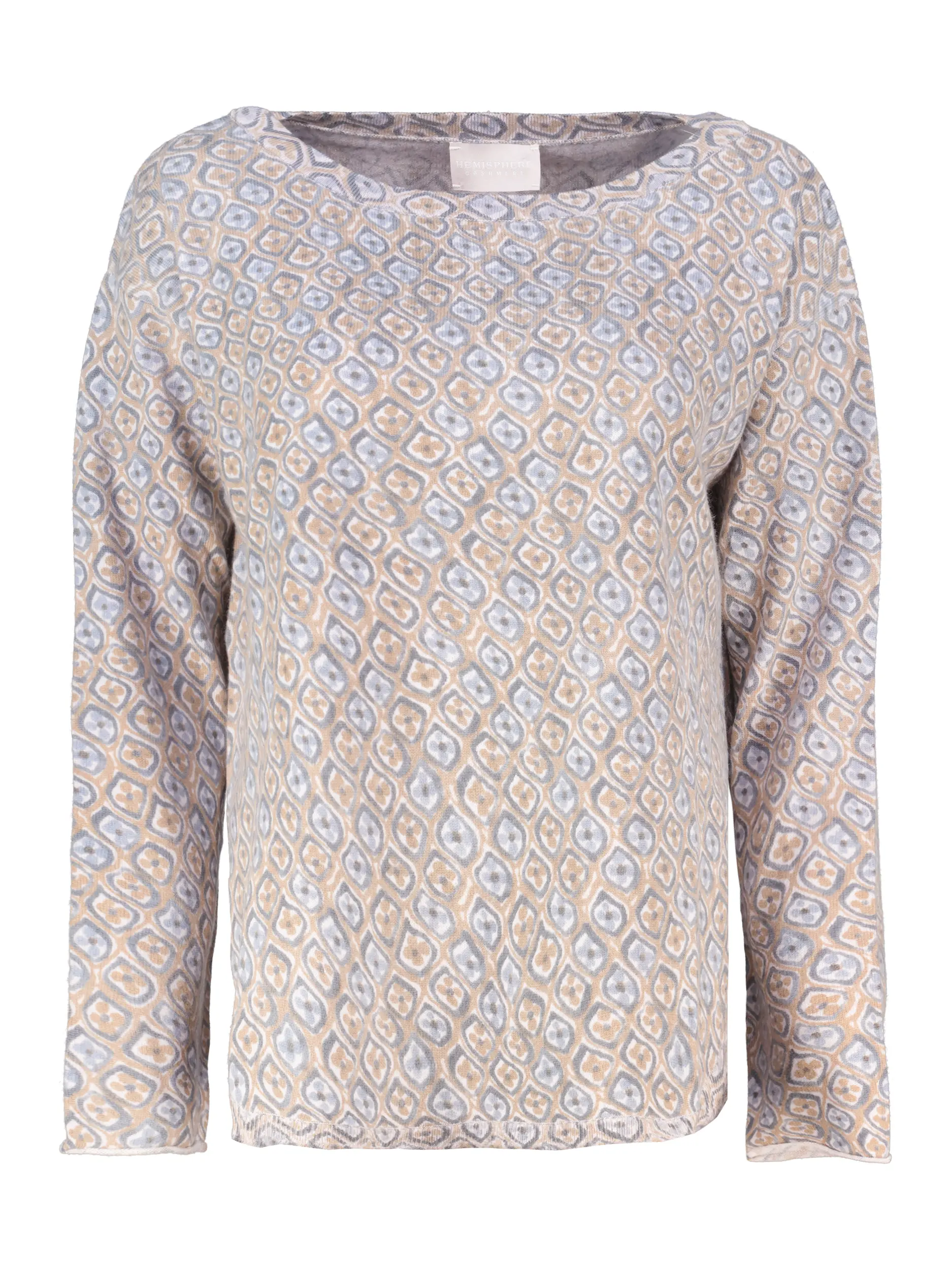 Gemusterter Pullover aus Kaschmir langarm - Artikel Vorderseite - Farbe: Braun
