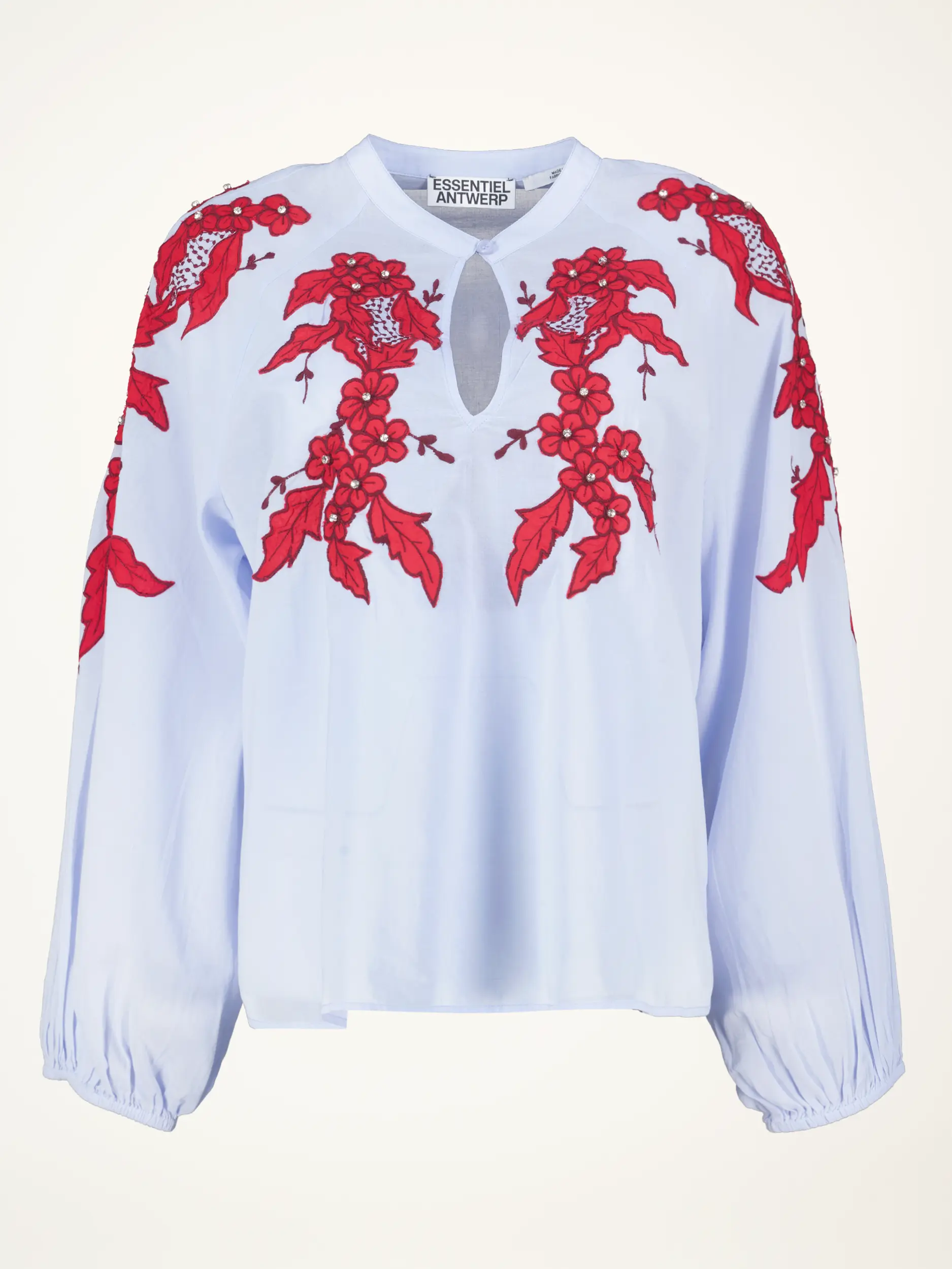 Baumwollbluse 'Ishimbay' mit Blumen Print langarm - Artikelansicht - Farbe: Blau