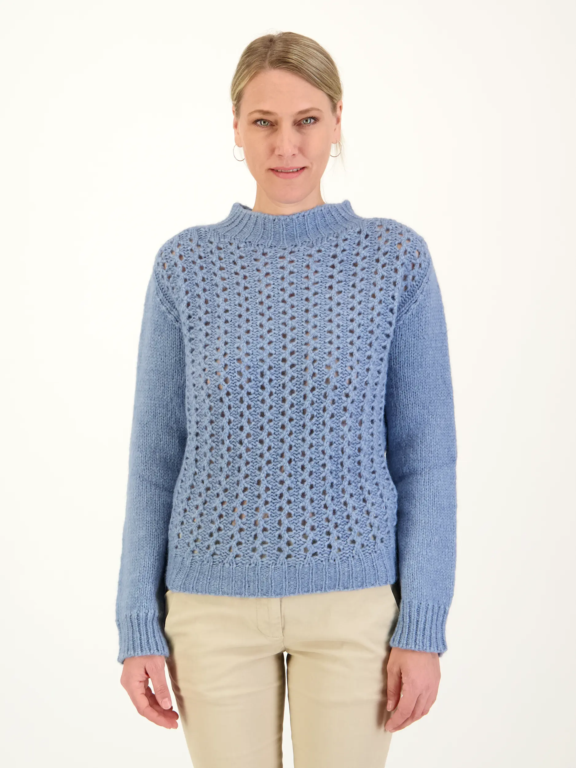 Pullover aus Alpaka-Mix langarm - Artikel Vorderseite getragen von einem Modell