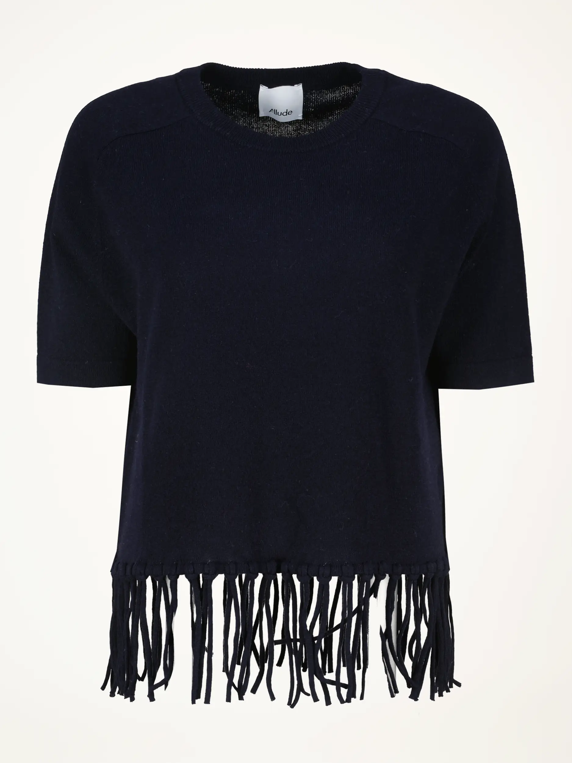 Pullover aus Wolle mit Fransen kurzarm - Artikelansicht - Farbe: Blau