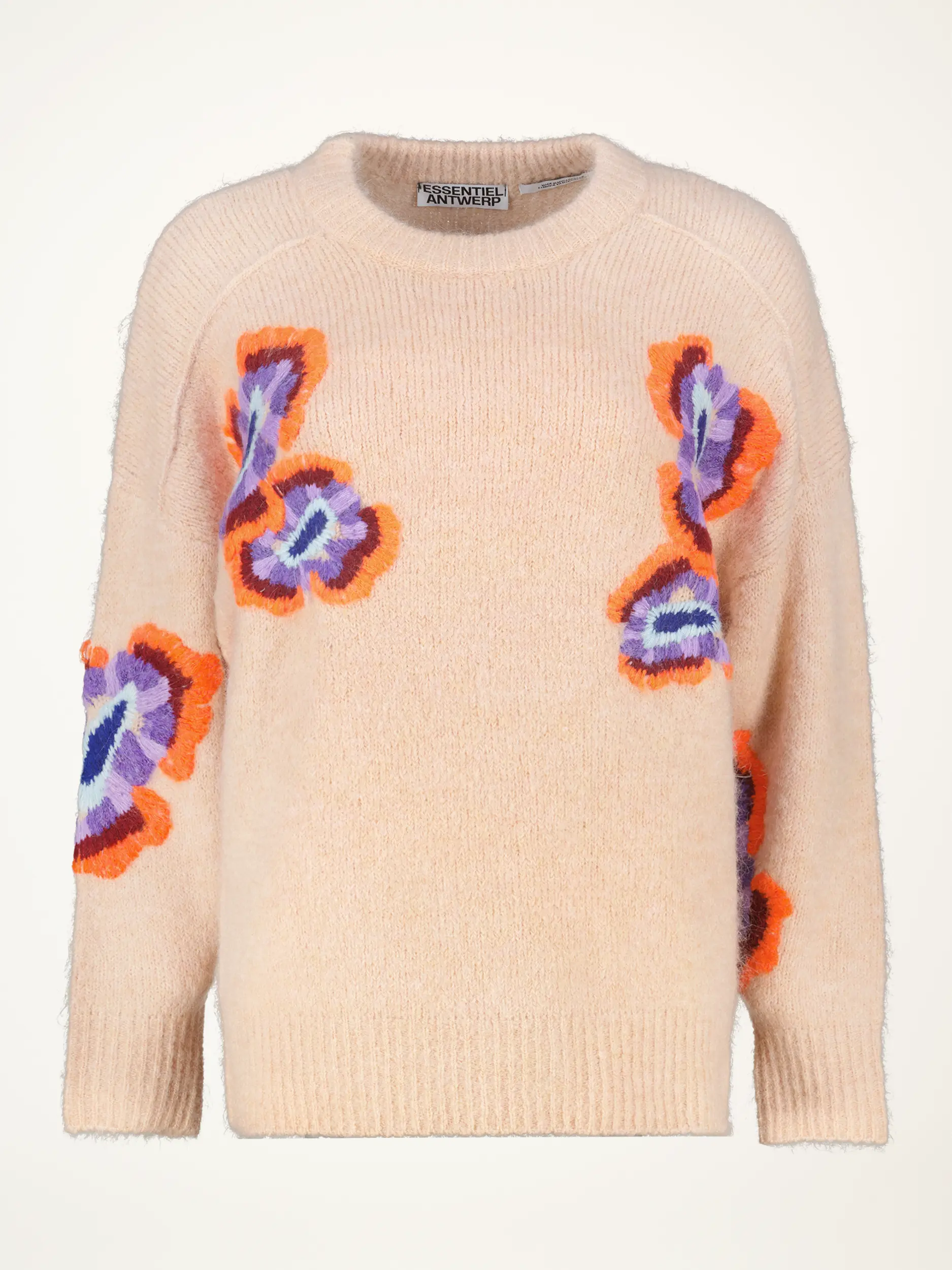 Pullover 'Impossible' aus Woll-Mix mit Blumen Print langarm - Artikelansicht - Farbe: Beige