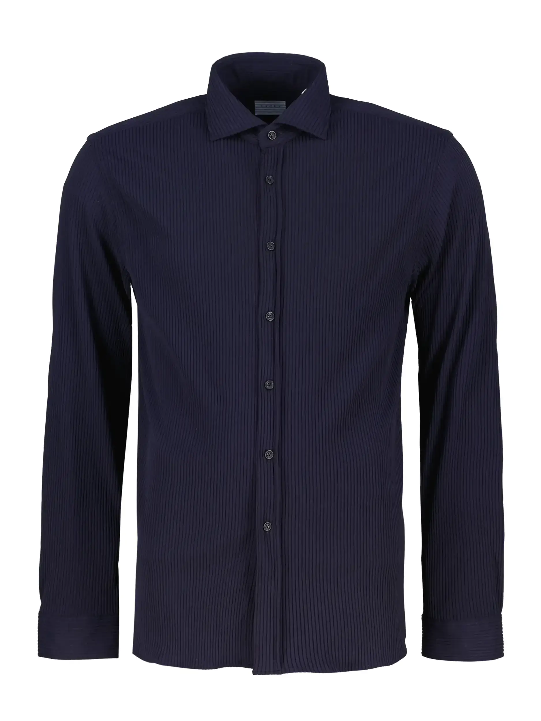 Cordhemd mit Haifischkragen langarm - Artikel Vorderseite - Farbe: Blau