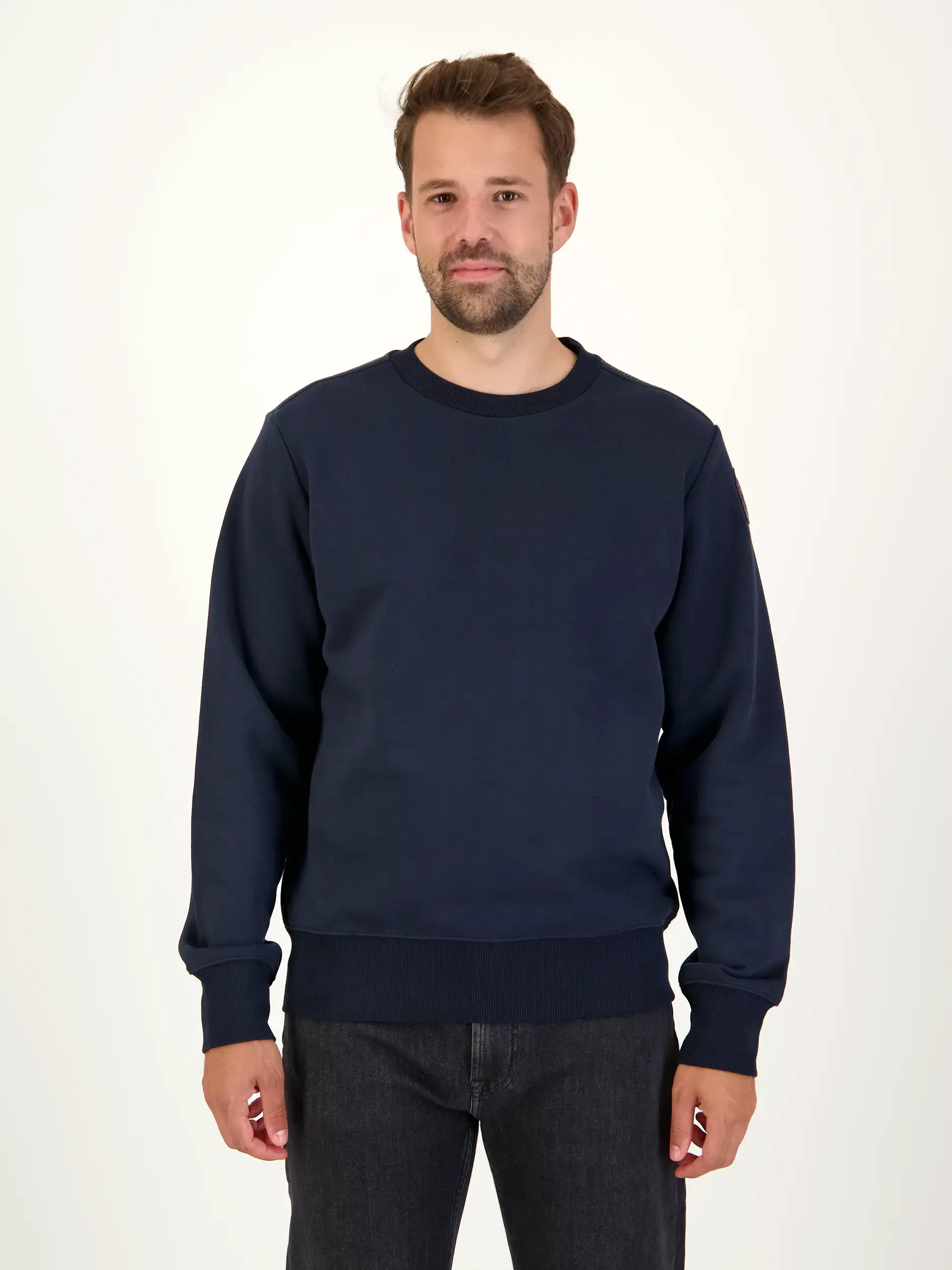 Sweatshirt - Artikel Vorderseite getragen von einem Modell - Farbe: Blau