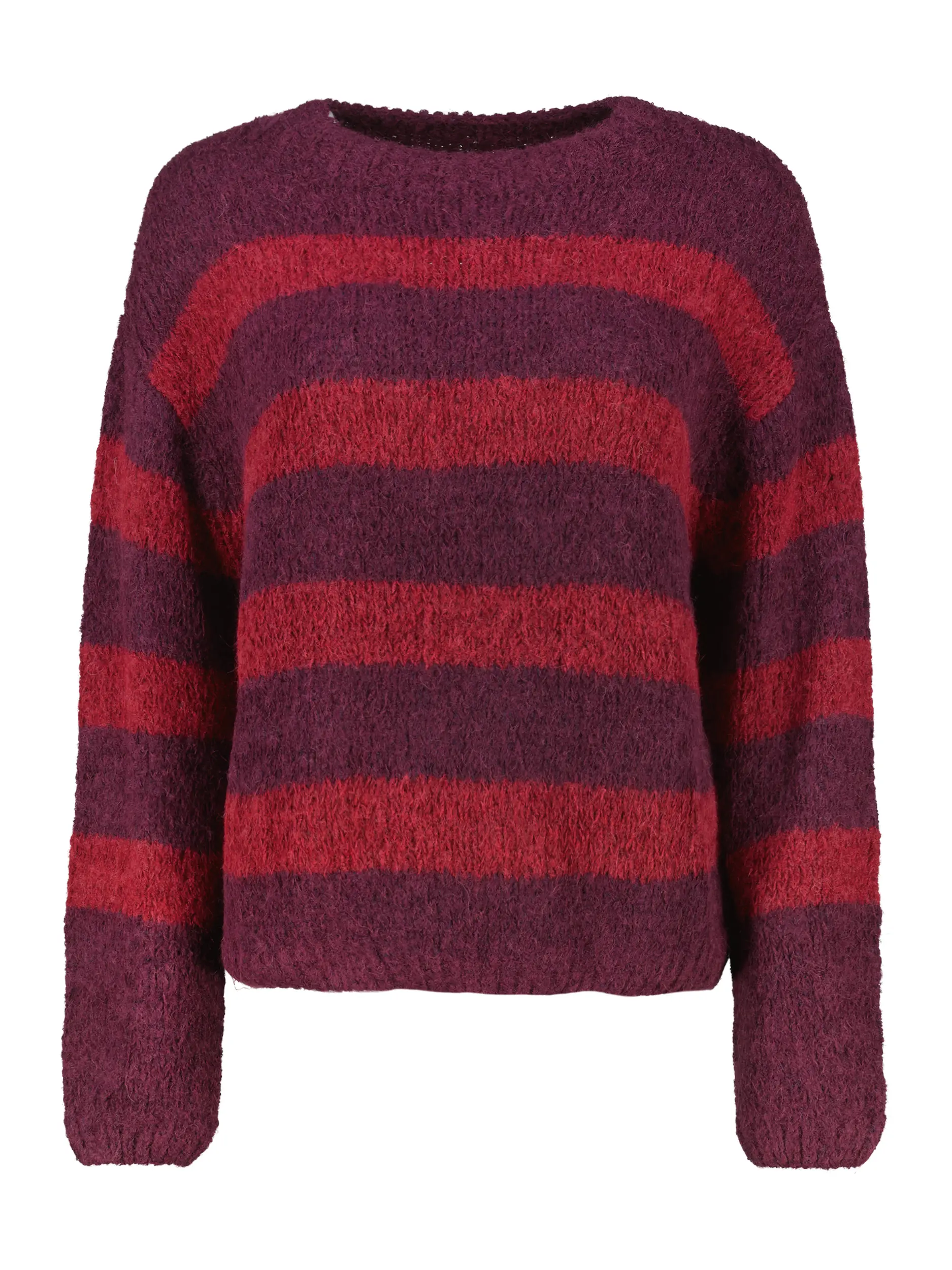 Gestreifter Pullover aus Alpaka-Mix langarm - Artikel Vorderseite - Farbe: Rot