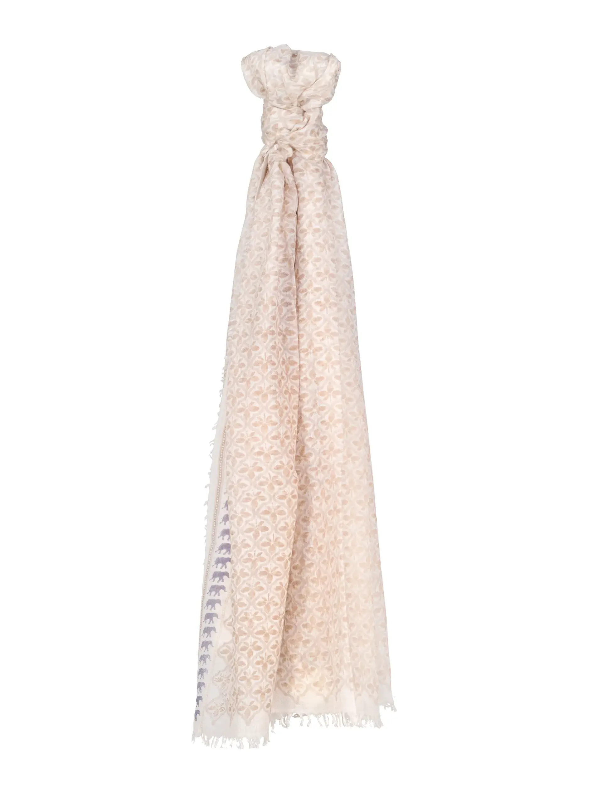 Gemusterter Schal 'Nakash' aus Wolle - Artikel Vorderseite - Farbe: Beige
