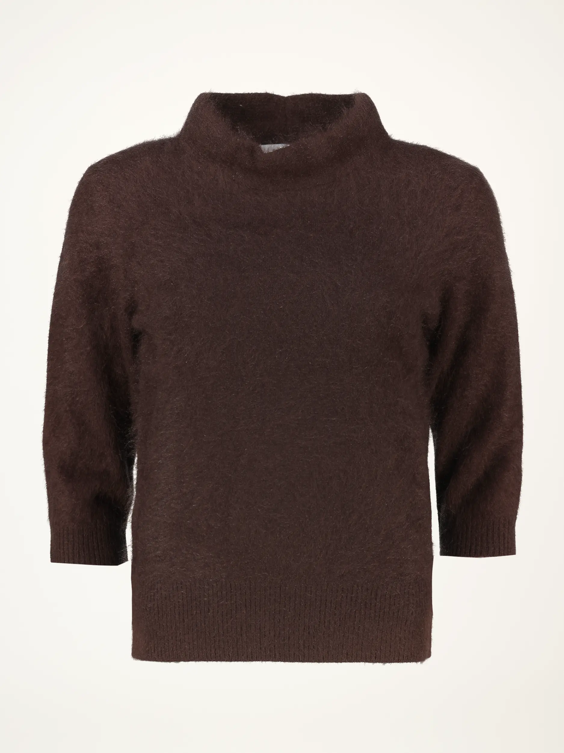 Pullover 'Fluffy Statement' aus Wolle 3/4 Arm - Artikelansicht - Farbe: Braun